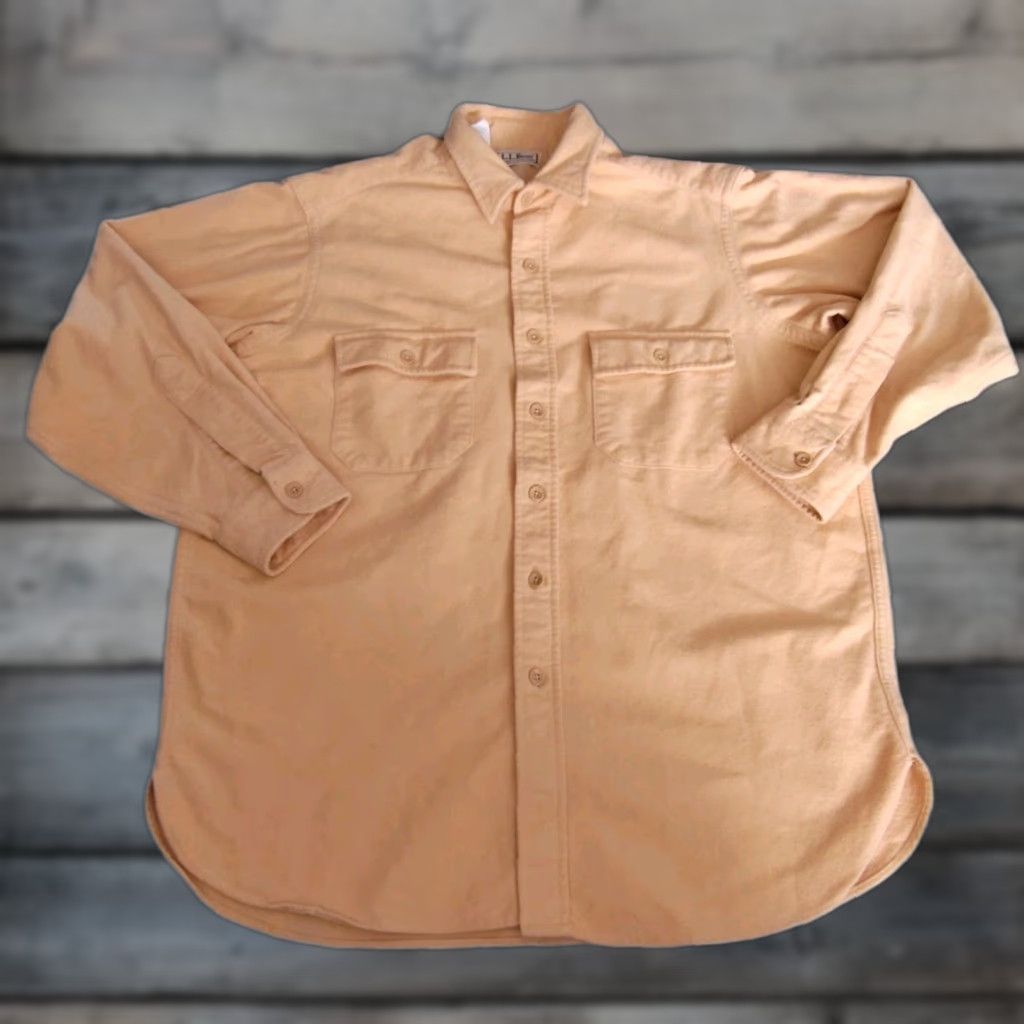 Vintage VINTAGE LL Bean Chamois Shirt Men's 16.5 Peach Cotton Long Sleeve Double Pocket USA Made Casual Formal Workwear Size US L / EU 52-54 / 3 - 1 Thumbnail