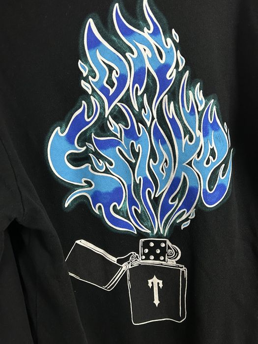 Trapstar London Trapstar Lighter Blue Flame On Smoke Hoodie In Black