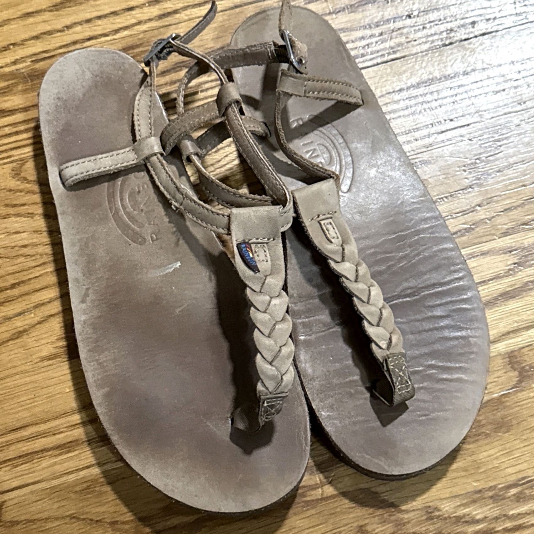 Rainbow Rainbow Sandals T-Street Women Size M 6.5-7.5 Leather Comfort Braided Thong Size US 5 / IT 35 - 2 Thumbnail