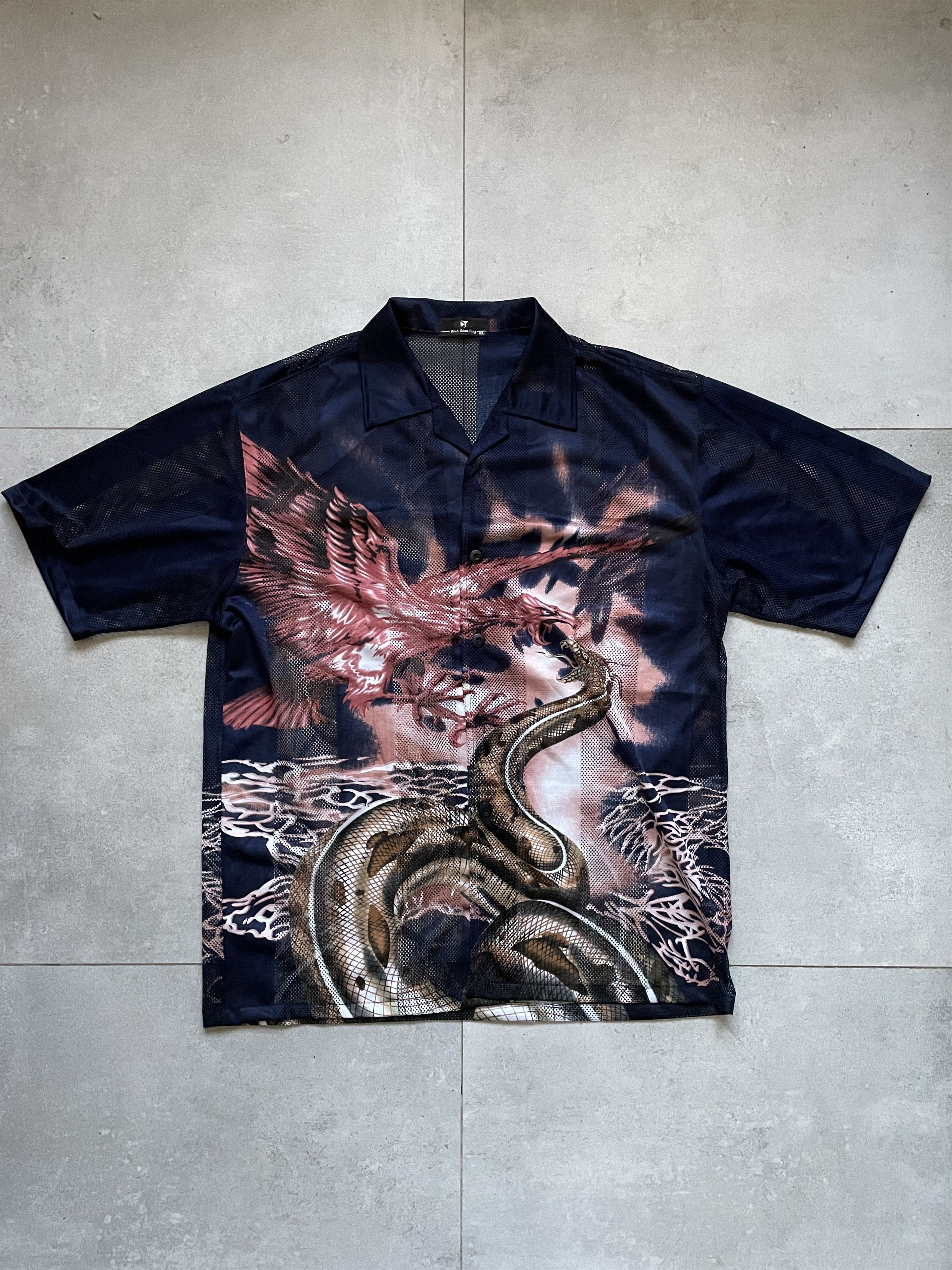 Vintage Y2K EAGLE AND SNAKE VISCOSE COTTON LIGHT NAVY PINK SHIRT Size US XL / EU 56 / 4 - 1 Thumbnail