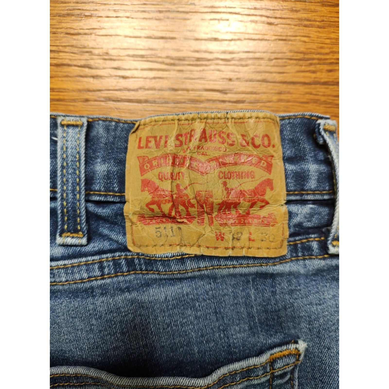 Levi's Levi's 511 Jeans Slim Straight Blue Medium Wash 38x30 Mens Regular 38in Zip 5-Pocket Denim Stretch Wrinkle-Resistant Size US 38 / EU 54 - 4 Thumbnail