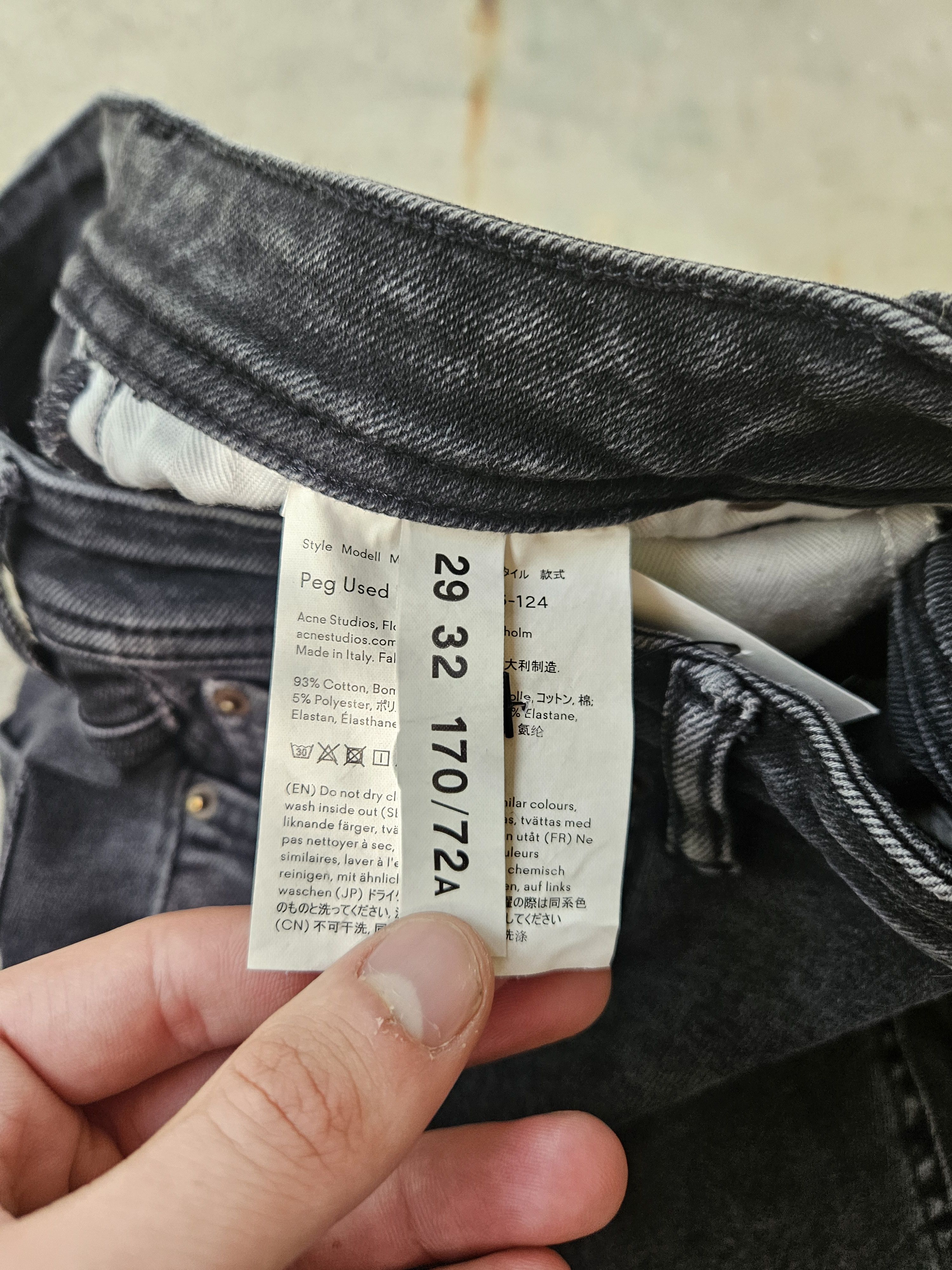 Acne Studios Blå Konst Peg Used Blk Patch Black Denim Jeans Size US 29 - 11 Thumbnail