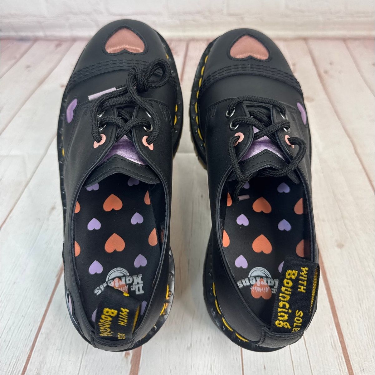 Dr. Martens 1461 Lace Up Quad Heart Leather Platform Shoes