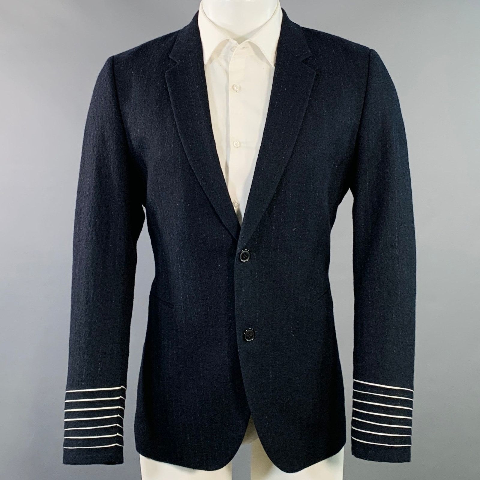 Paul Smith PAUL SMITH Navy Wool Single Button Notch Lapel Sport Coat Size 38R - 1 Thumbnail