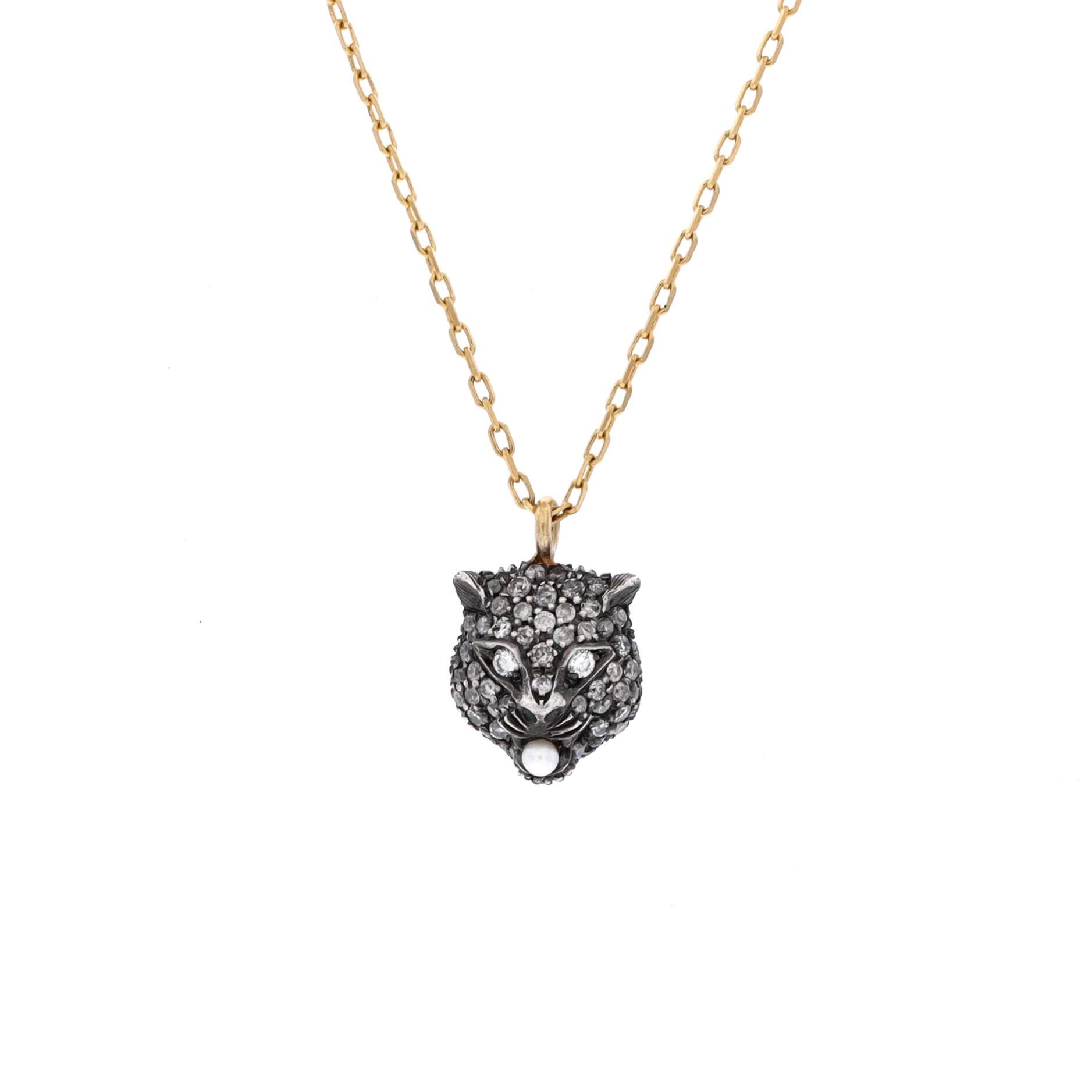 Gucci Le Marche Des Merveilles Feline Head Pendant Necklace Size ONE SIZE - 1 Thumbnail