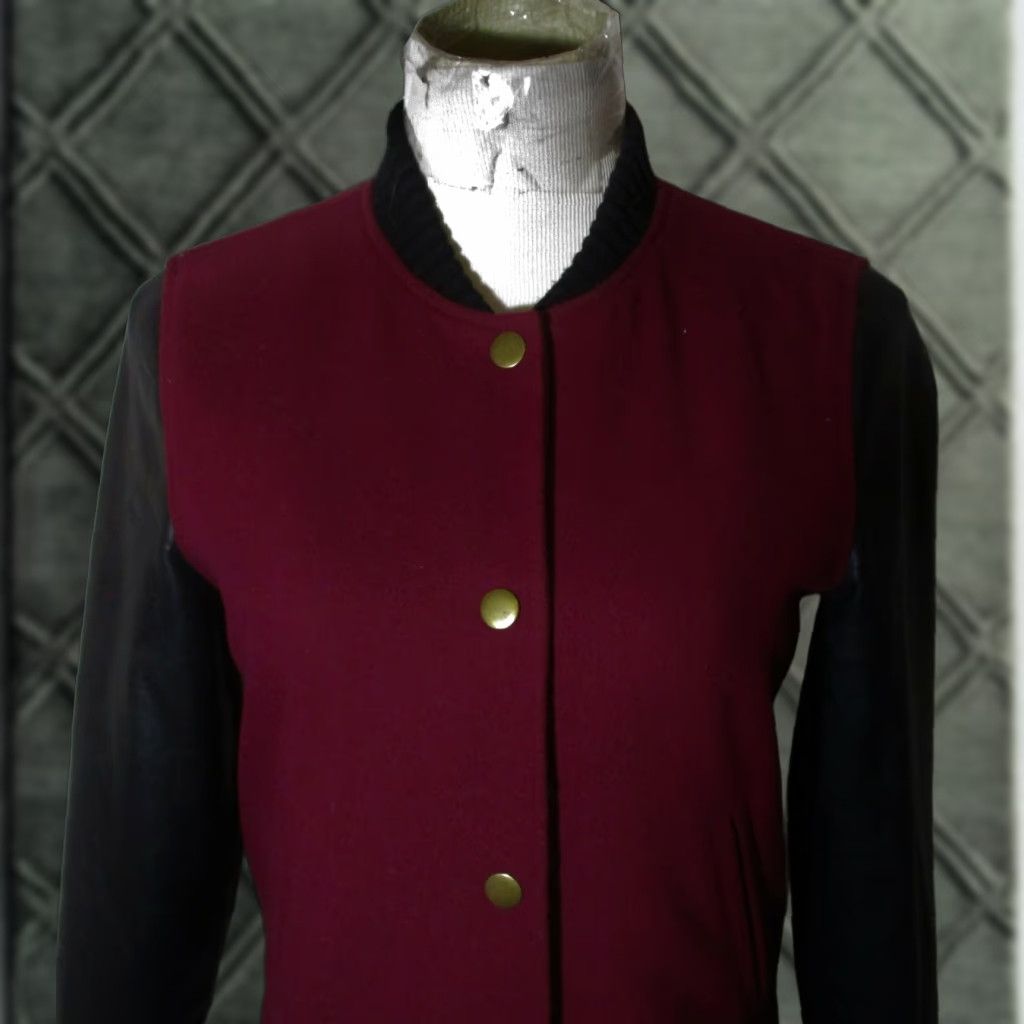 J.Crew J. CREW Maroon Black Full Zip Wool Jacket Women's XS Shirt Size XS / US 0-2 / IT 36-38 - 1 Thumbnail