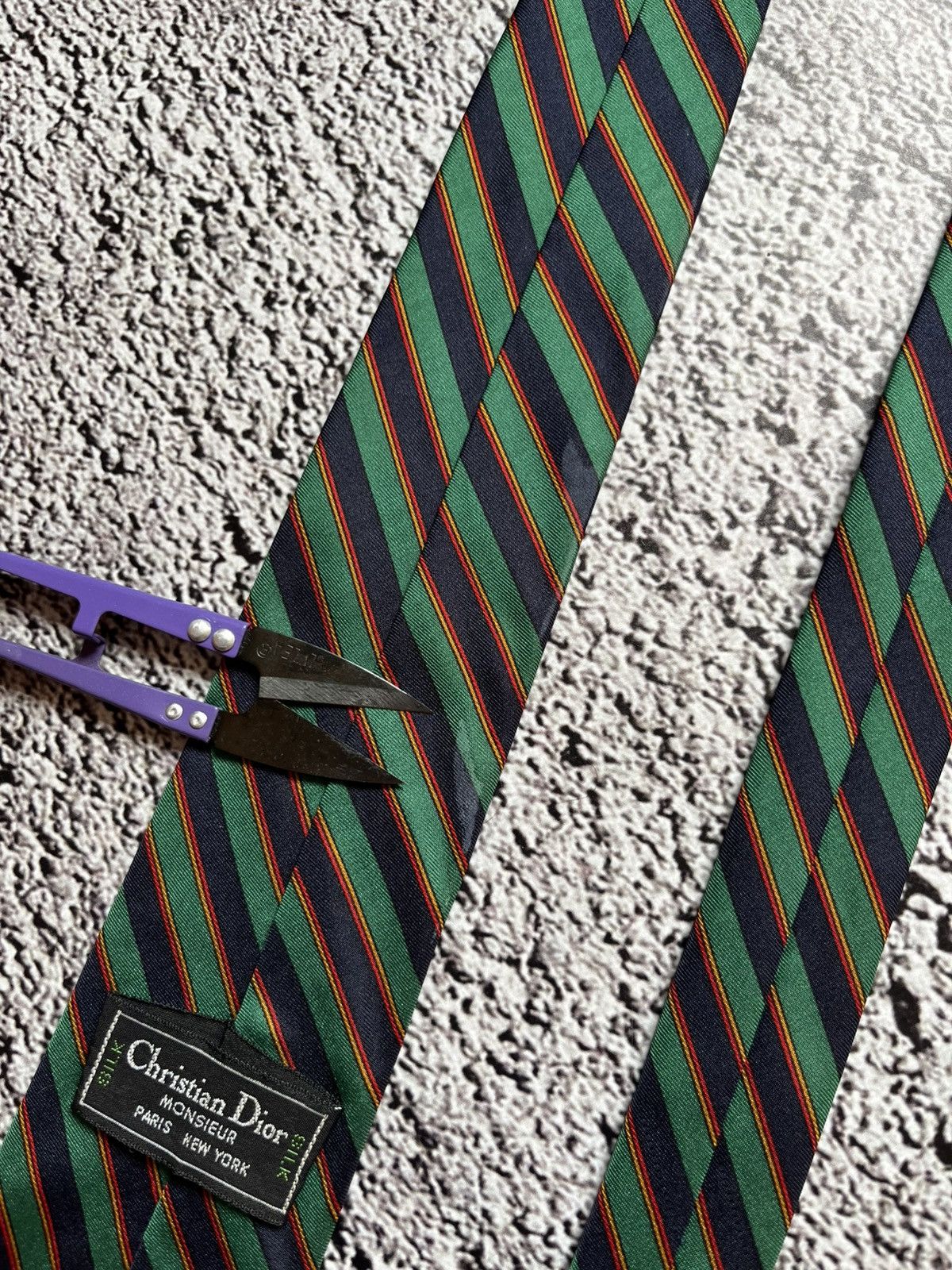 Christian Dior Monsieur Christian Dior Monsieur Striped Silk Tie Size ONE SIZE - 9 Thumbnail