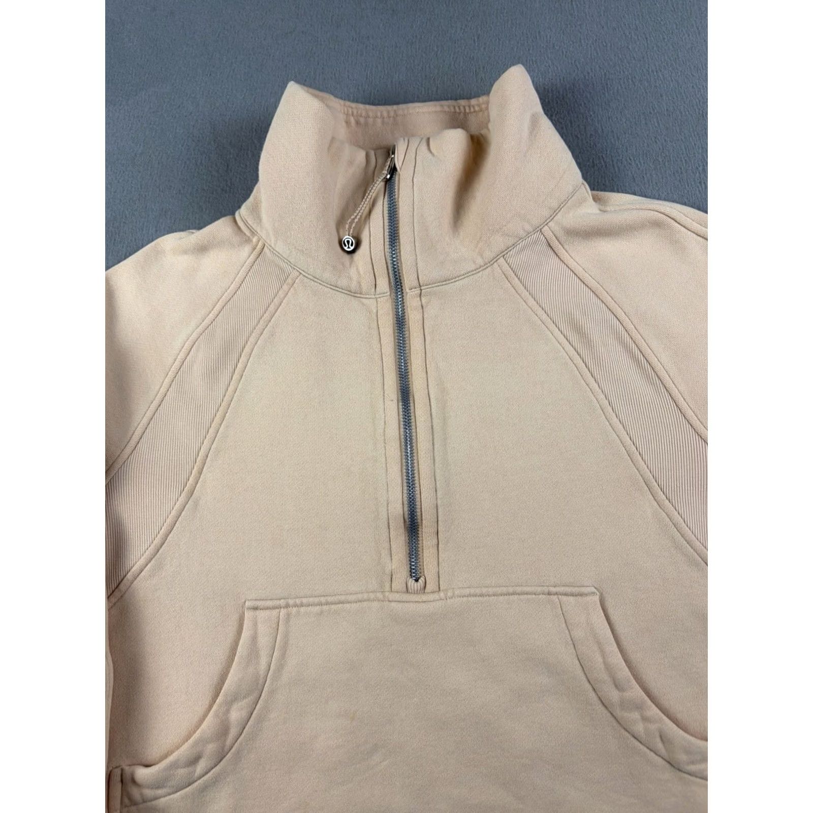 Lululemon Lululemon Scuba Oversized Cropped Sweatshirt Women M/L Peach Orange Half Zip Hoodie Pullover Zipper Activewear Gym & Training Size M / US 6-8 / IT 42-44 - 2 Thumbnail