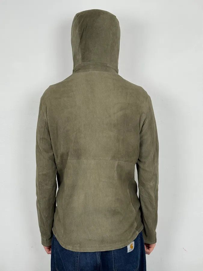 Giorgio Brato Giorgio Brato Olive Avant-Garde Leather Zip Hooded Jacket Size US M / EU 48-50 / 2 - 3 Thumbnail