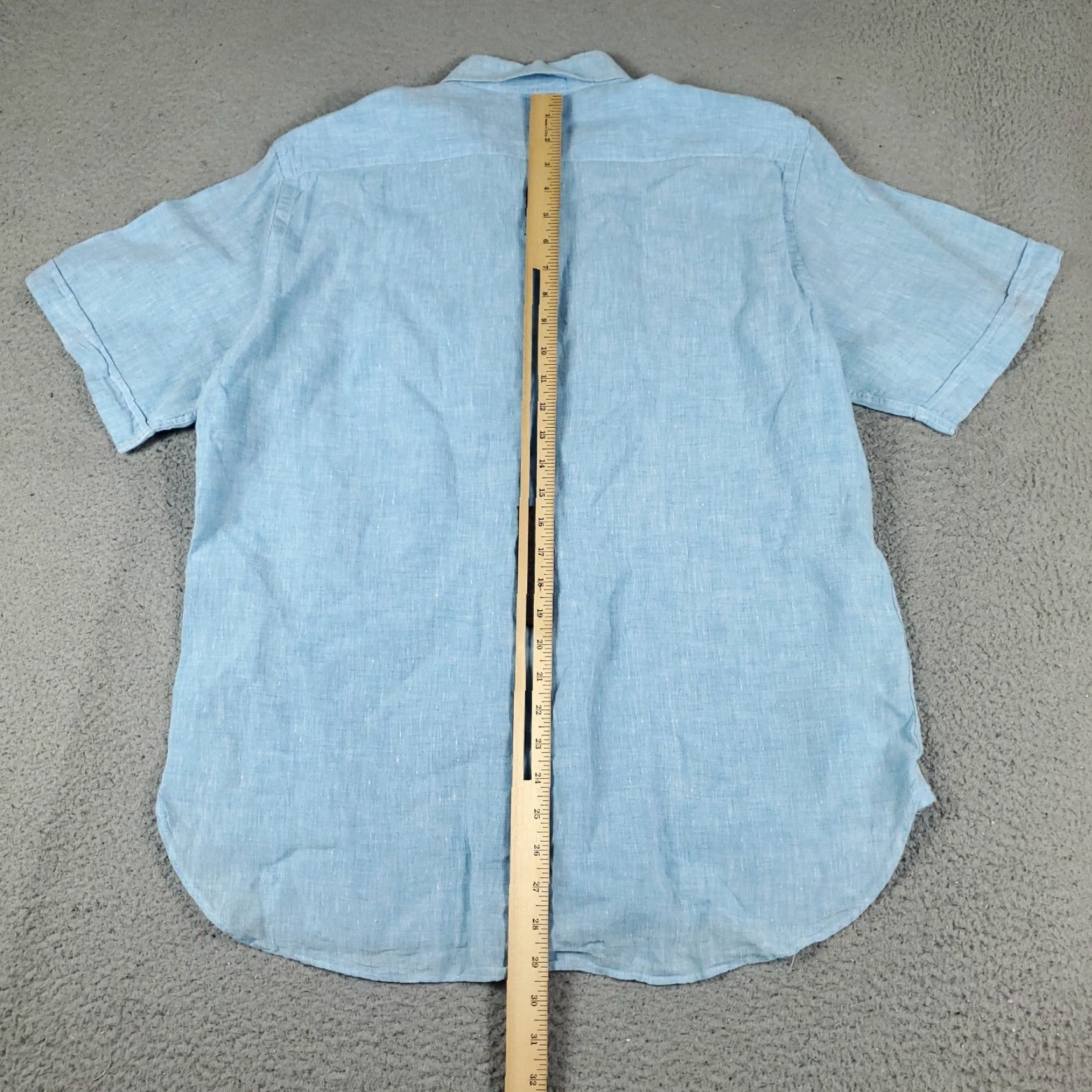 Vintage Alan Flusser Shirt Mens Large Blue Linen Casual Button Up Short Sleeve Size US L / EU 52-54 / 3 - 3 Thumbnail