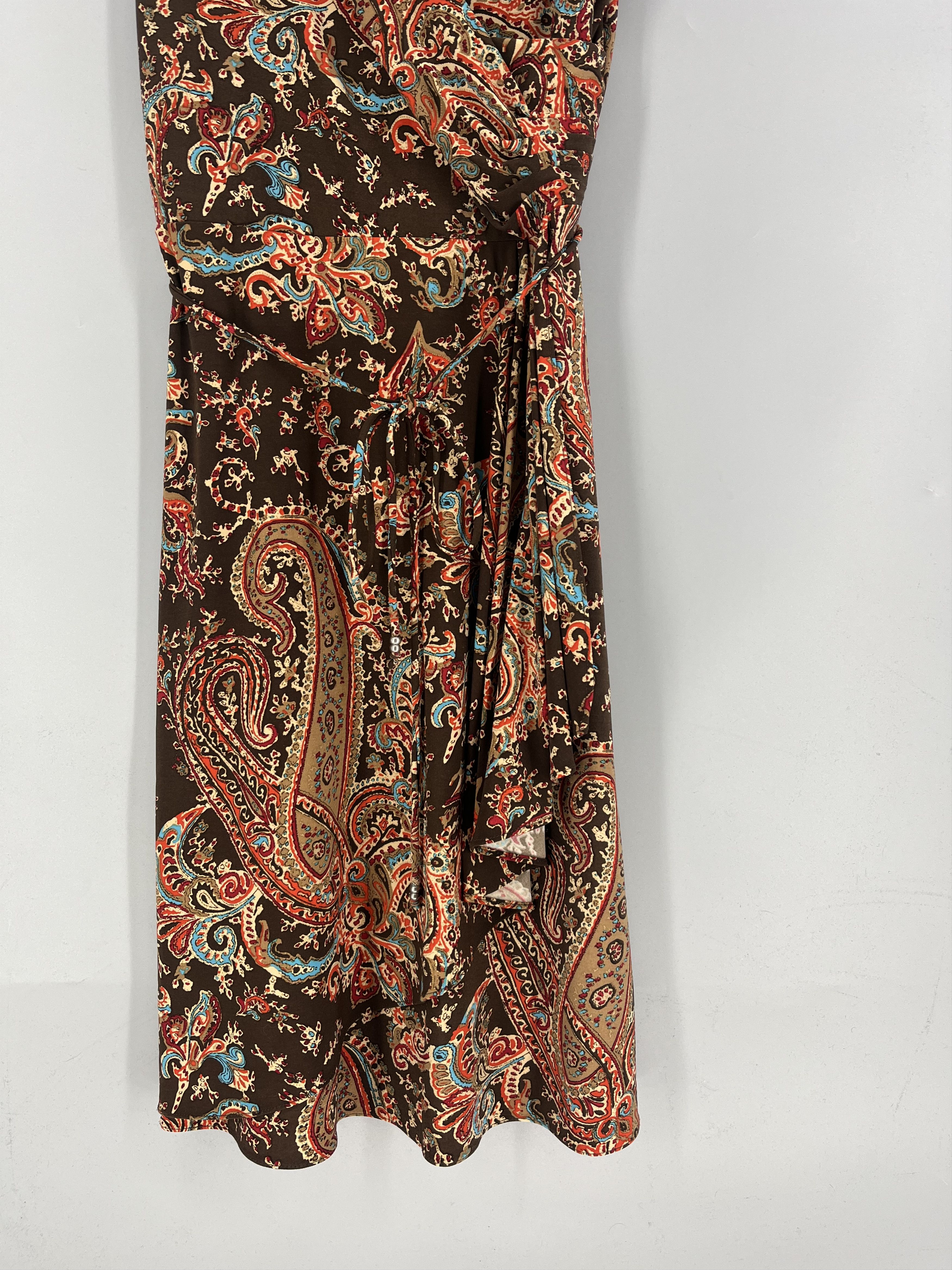 Polo Ralph Lauren Ralph Lauren Sleeveless Wrap Dress Womens S Brown Orange Size S / US 4 / IT 40 - 6 Thumbnail
