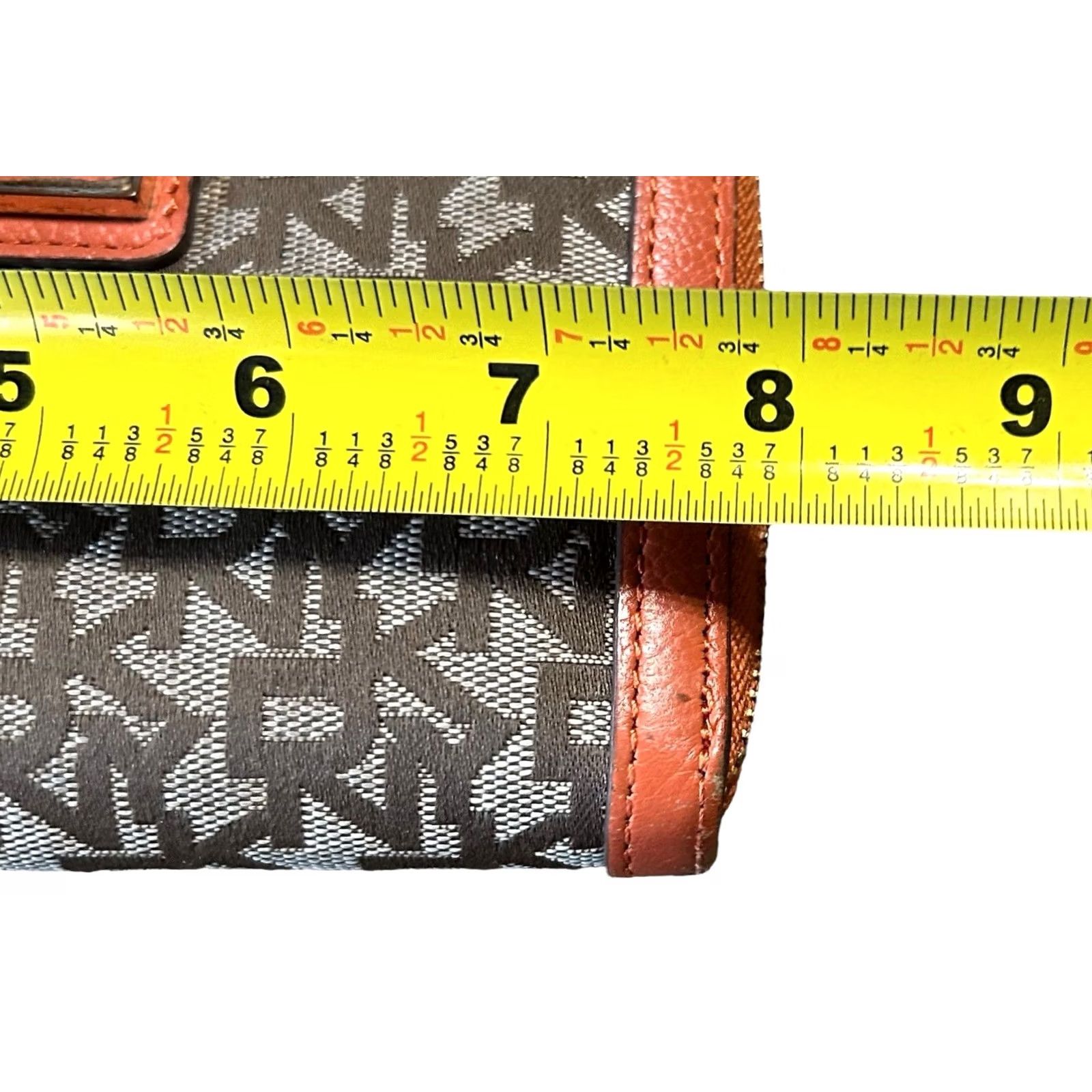 DKNY DKNY Monogram Bryant Women's Wallet Orange & Beige Logo Leather Clutch Size ONE SIZE - 6 Thumbnail