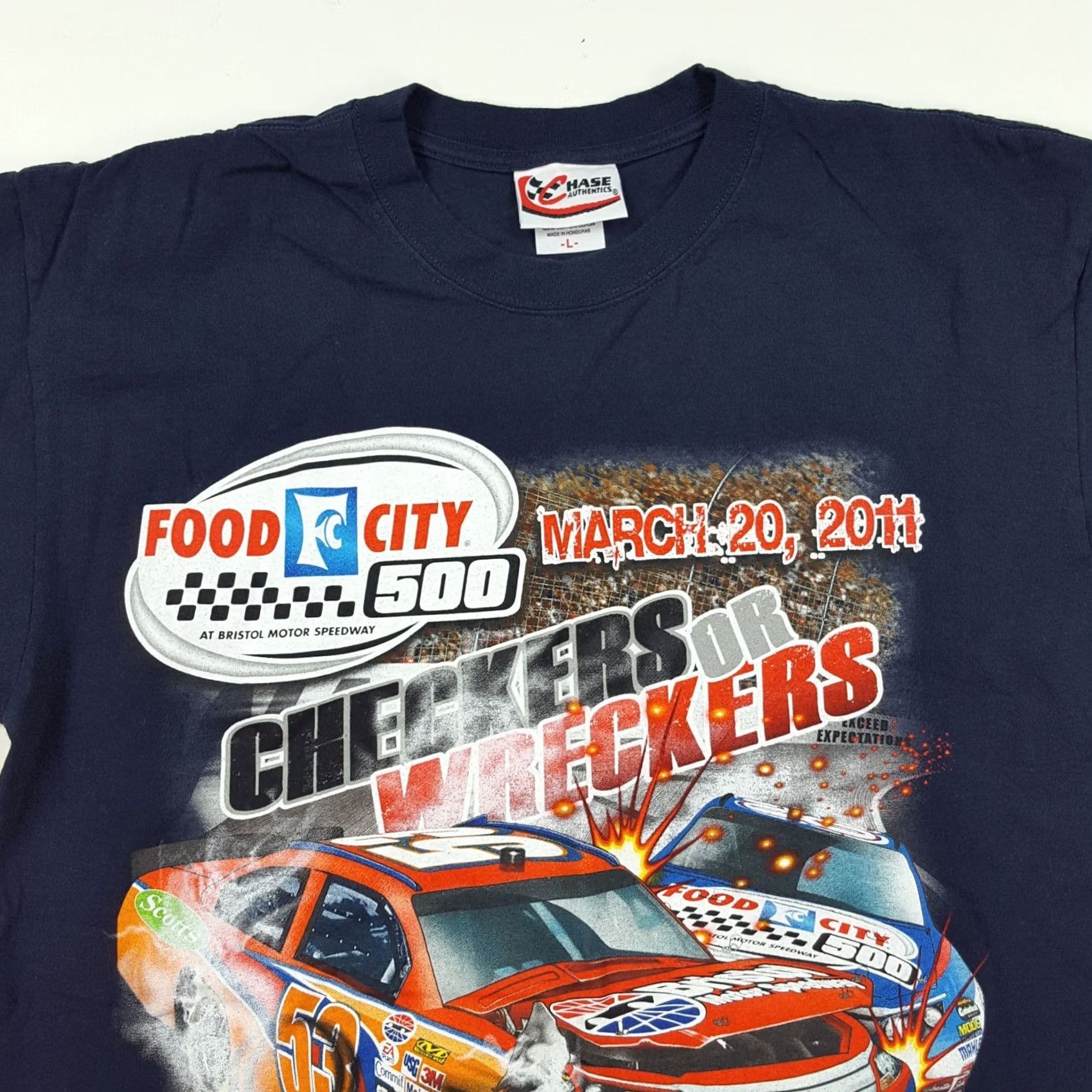 Vintage NASCAR Thunder Valley Racing Men's L Navy Blue Retro Car T Shirt Chase 500 Size US L / EU 52-54 / 3 - 2 Thumbnail