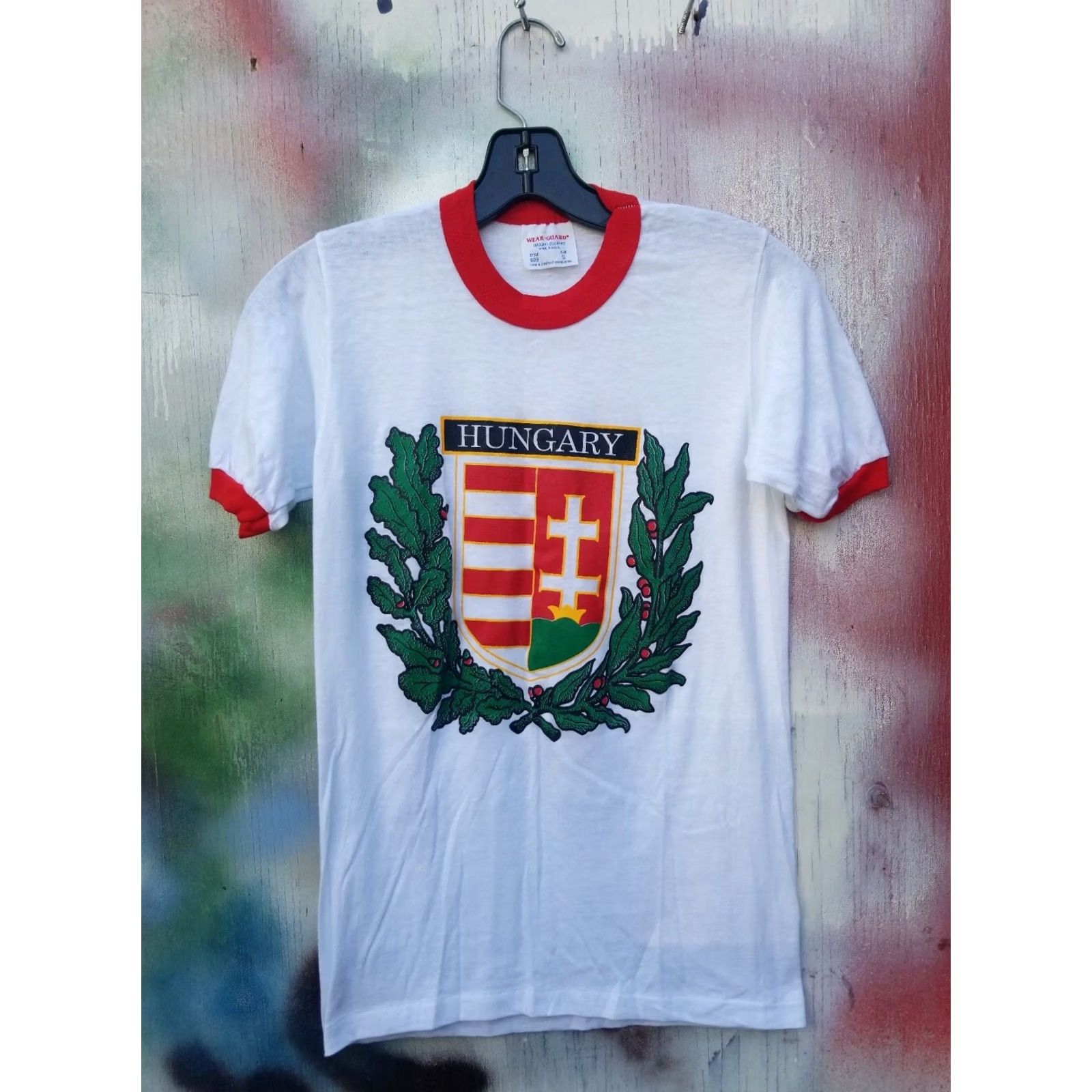 Vintage VINTAGE Hungary Shirt S White Short Sleeve Graphic Tee made USA Punk Wear Guard Chest 16 Length 25 80s 90s Deadstock Size US S / EU 44-46 / 1 - 2 Thumbnail