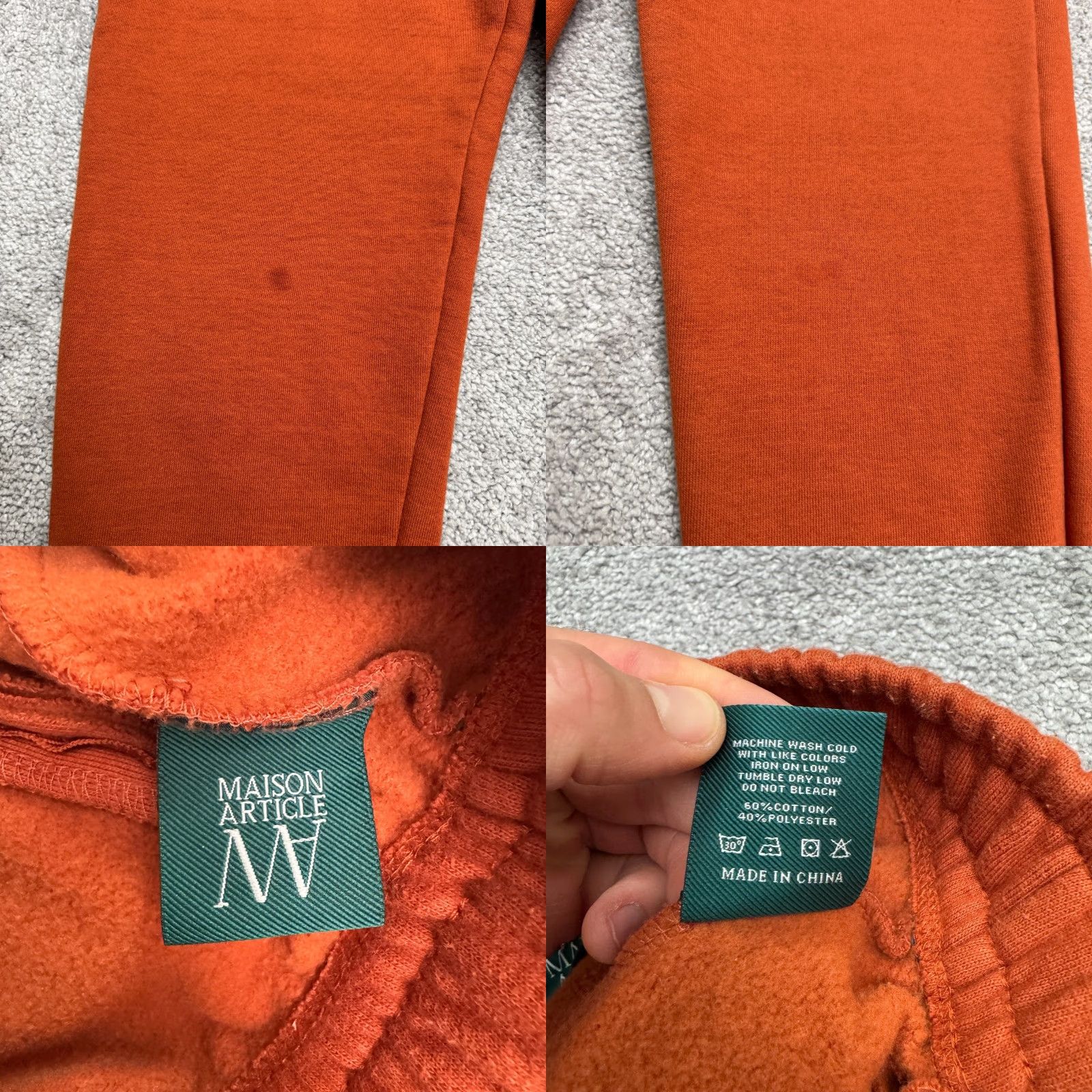 Palace Maison Article Sweatpants Men Medium 32x26 Rust Orange Fleece Jogger Shoe Palace Size US 31 - 8 Thumbnail