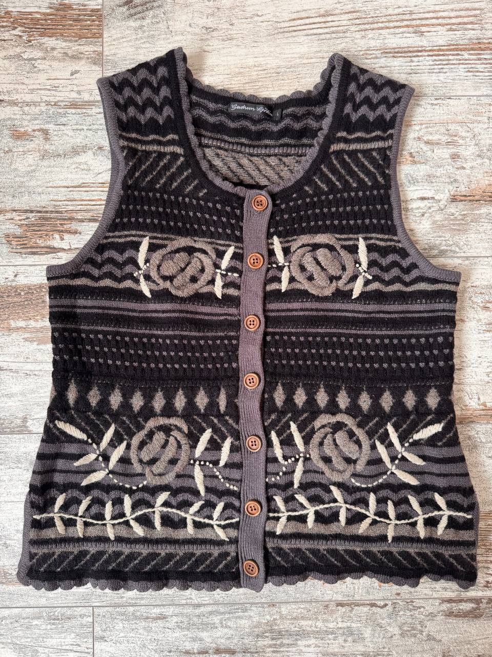 Gudrun Sjoden Gudrun Sjoden Knit Floral Pattern Wool Vest Size L Size L / US 10 / IT 46 - 1 Thumbnail