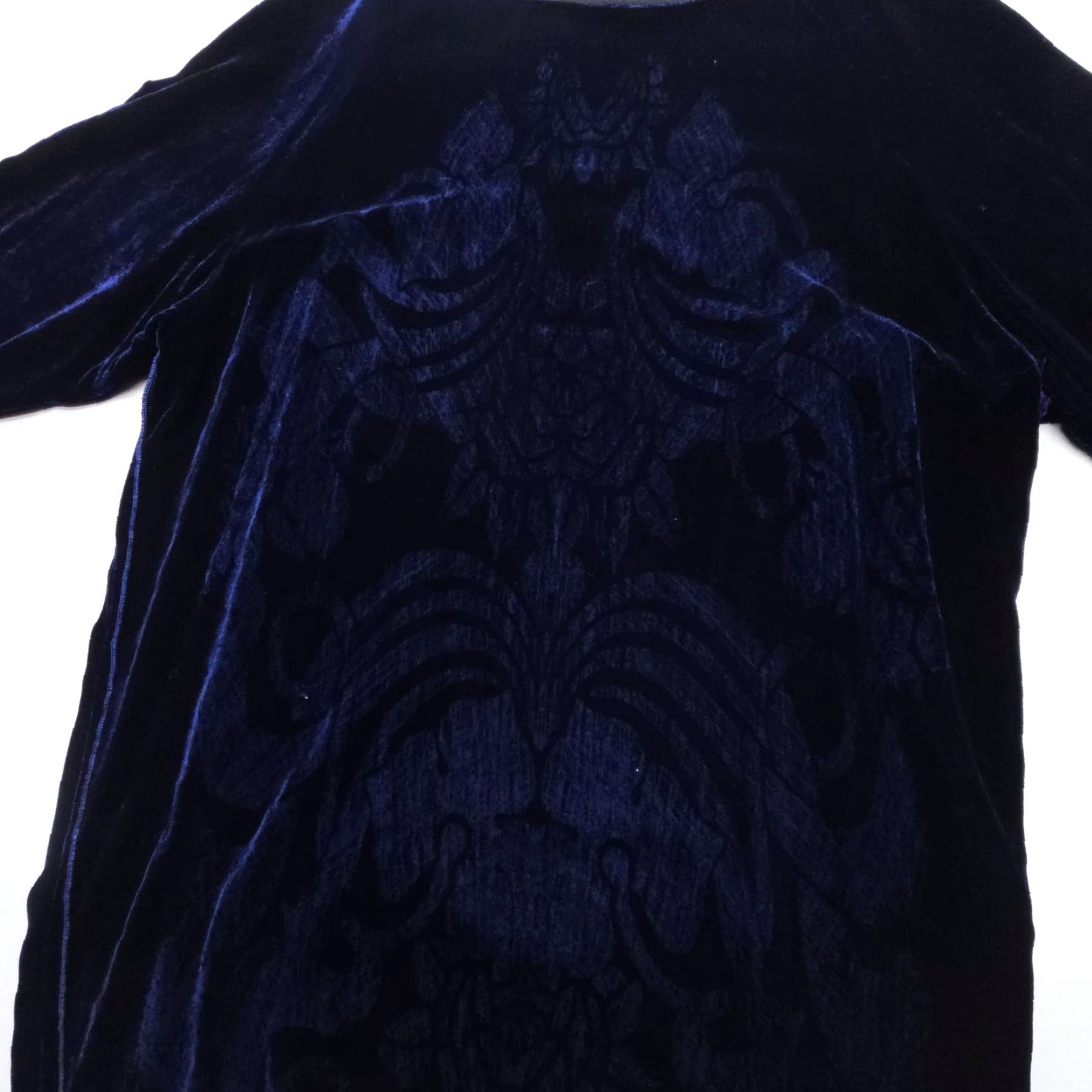 Zara Zara Velvet Tunic Top Womens Medium Blue 3/4 Sleeve Bohemian Party Print Blouse Shirt Casual Size M / US 6-8 / IT 42-44 - 3 Thumbnail
