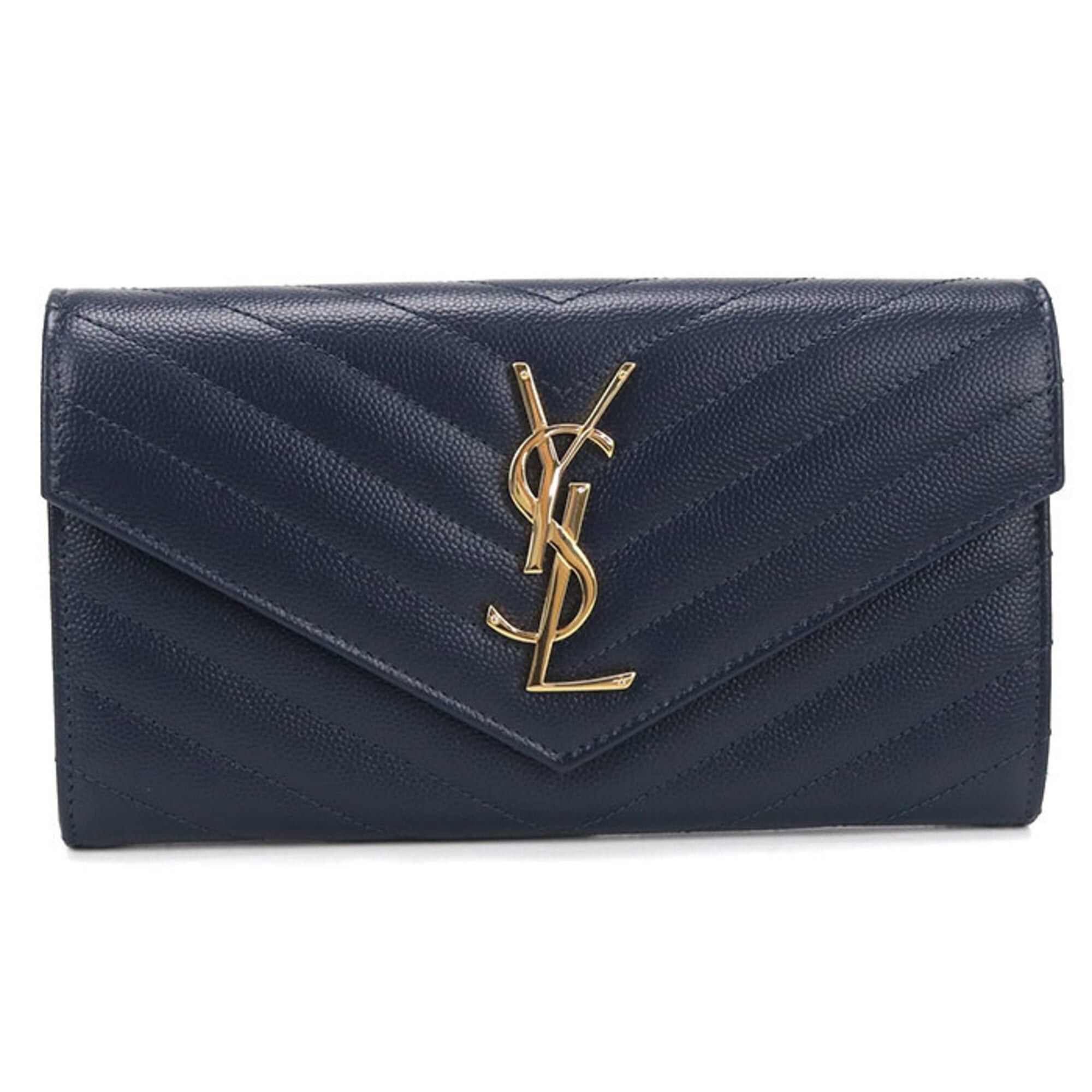 Saint Laurent Paris Saint Laurent Bi-fold Long Wallet 372264 Large Flap Cassandra Women's Navy Size ONE SIZE - 1 Thumbnail
