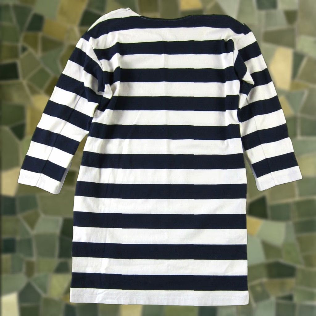 Uniqlo Uniqlo Striped Long Sleeve Shift Tunic Dress 100% Cotton S Knee Length Pockets Blue White Ivory Navy Stripe Womens Size S / US 4 / IT 40 - 1 Thumbnail