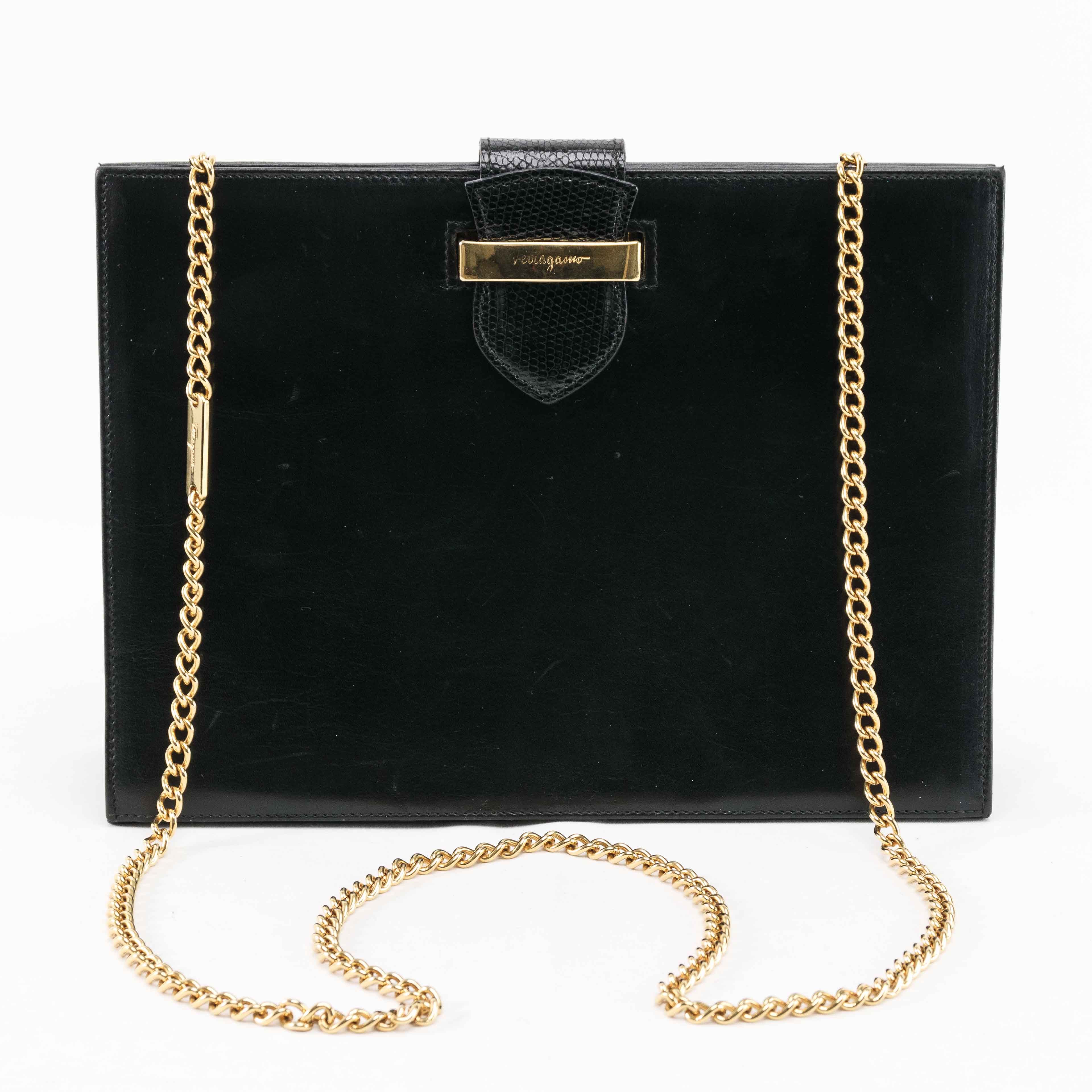 Salvatore Ferragamo Salvatore Ferragamo Vintage Black Leather Shoulder Bag Size ONE SIZE - 2 Thumbnail