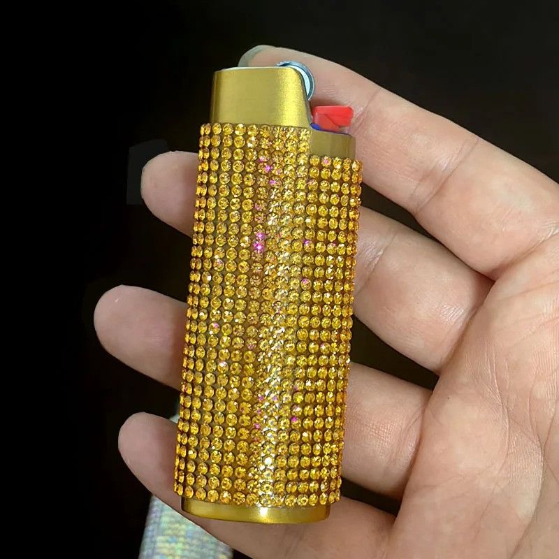 Other Yellow Rhinestone Crystal Lighter Case Size ONE SIZE - 1 Thumbnail
