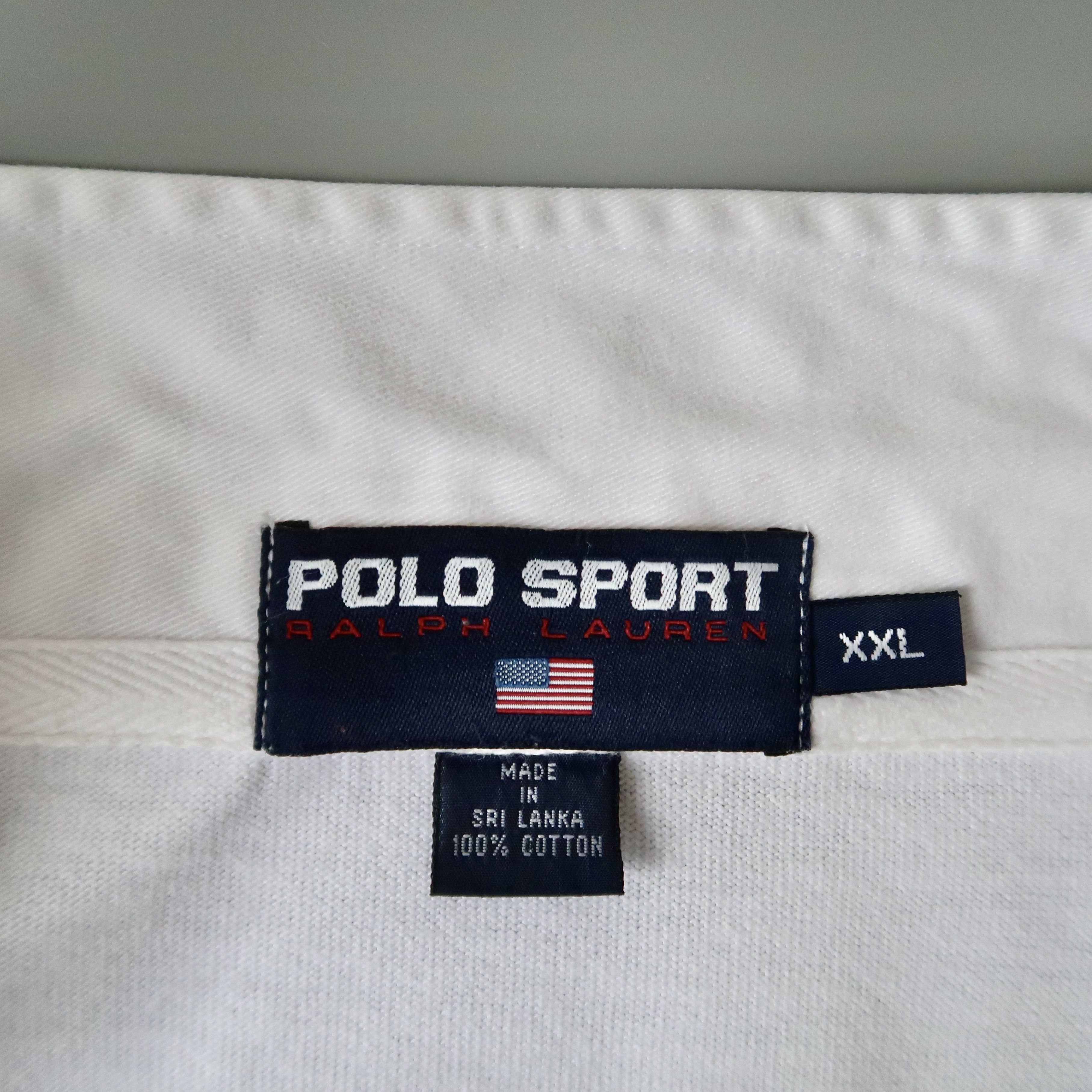 Polo Ralph Lauren VTG 1990s POLO SPORT script back print all white rugby shirt Size US XXL / EU 58 / 5 - 8 Thumbnail