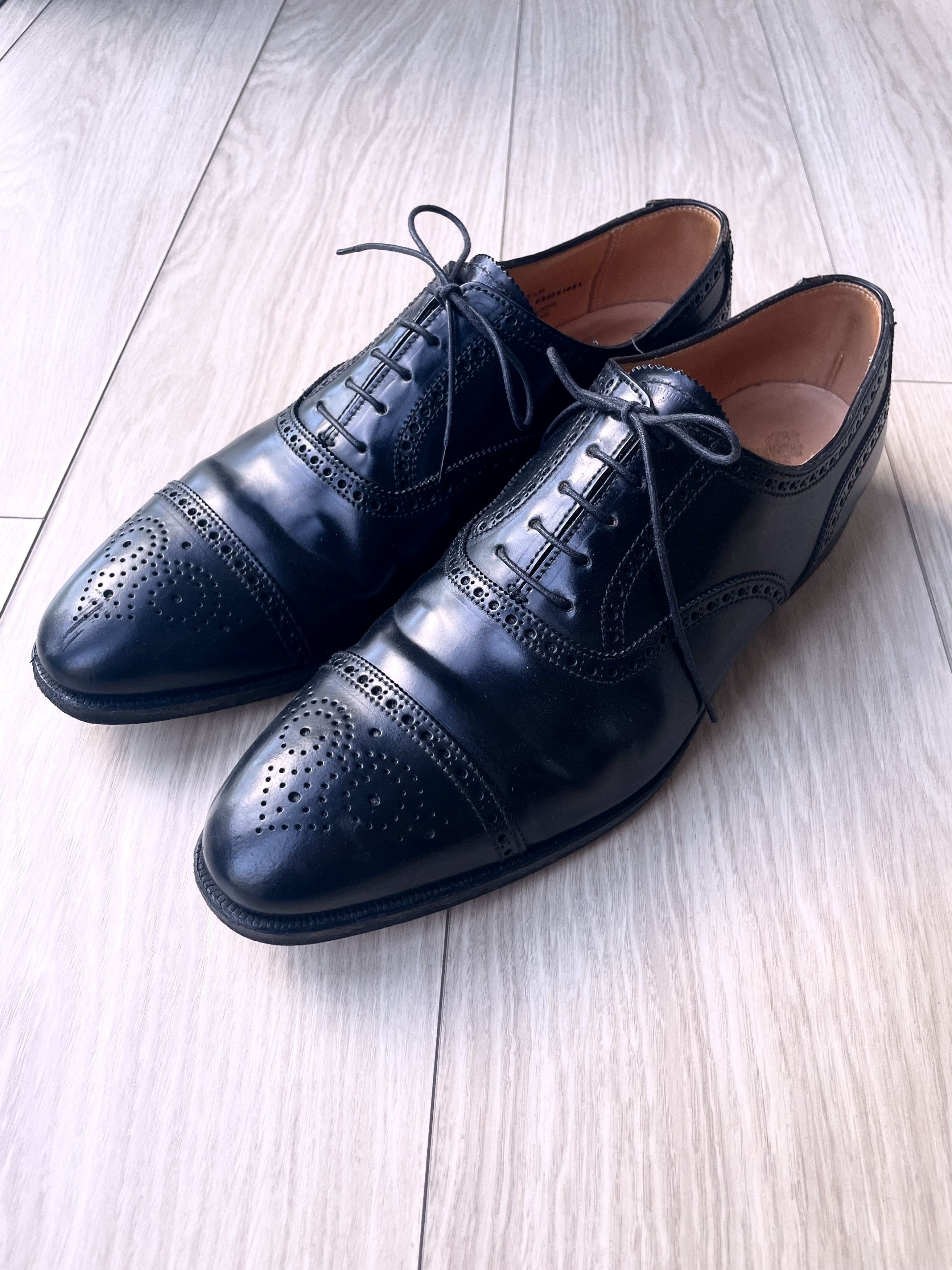 Crockett & Jones CUSTOM ORDER SHELL CORDOVAN CAP TOE OXFORD BROQUES Size US 12.5 / EU 45-46 - 1 Thumbnail