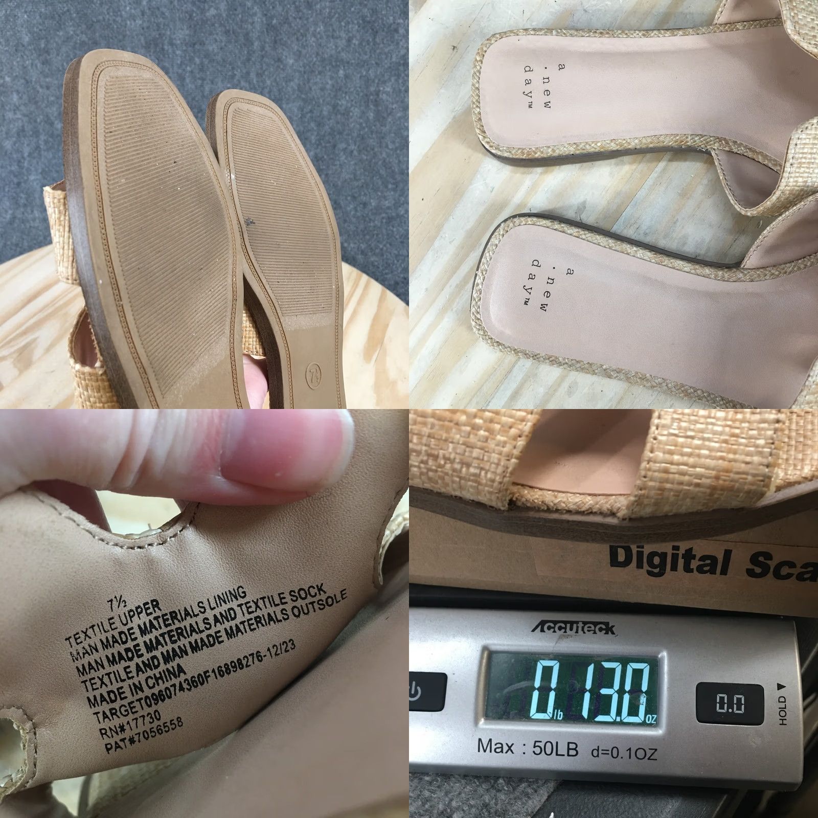 Vintage A New Day Sandals Womens 7.5 Casual Comfort Slip On Woven Flats Slide Beige Size US 8 / IT 38 - 9 Thumbnail