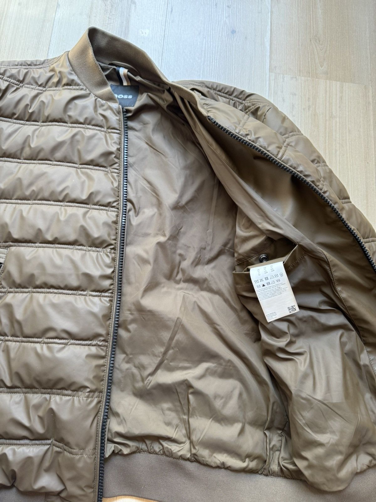 Hugo Boss Hugo Boss Caradoc Men’s Quilted Bomber Jacket – Brown Size US L / EU 52-54 / 3 - 3 Thumbnail