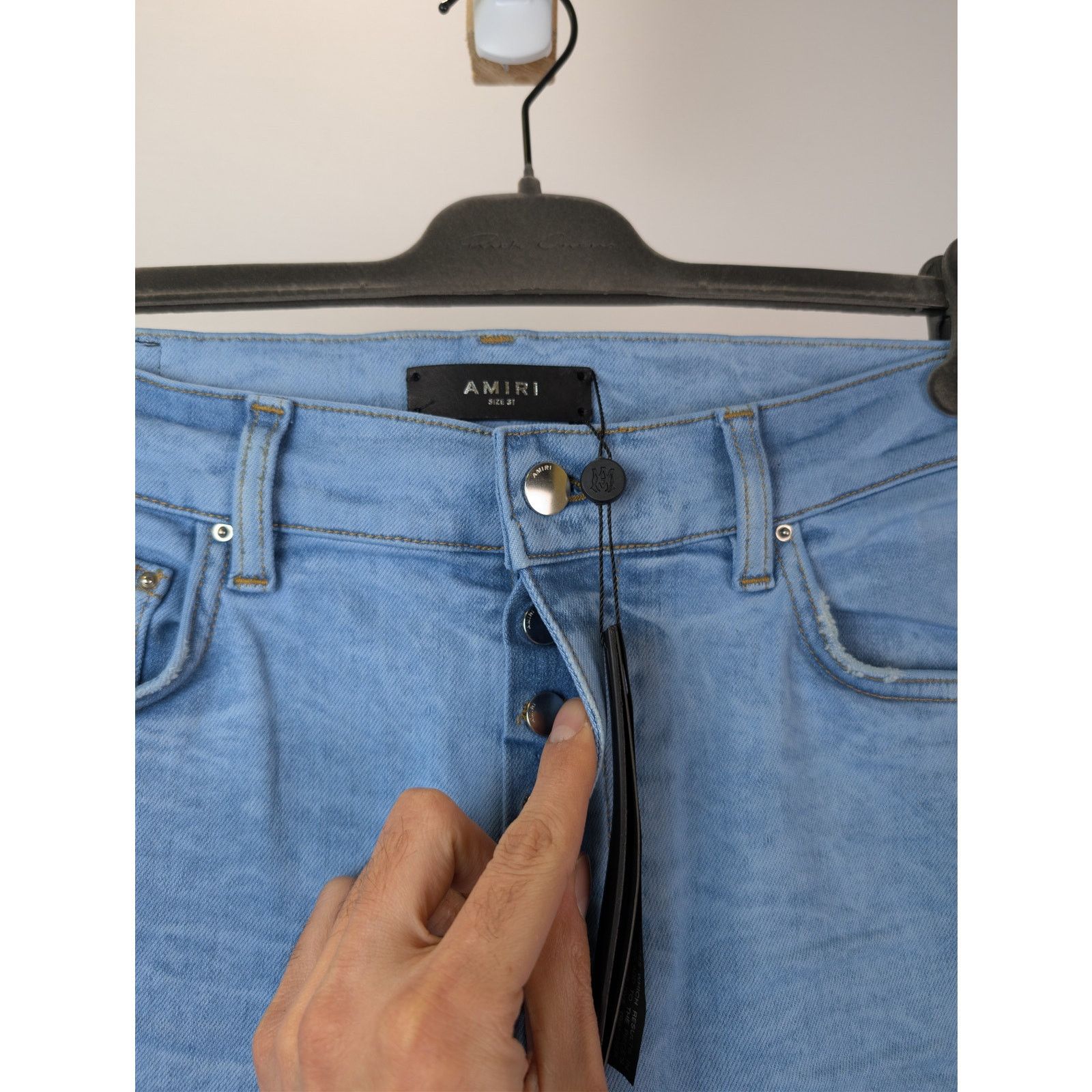 Amiri o1rshd1 Oversized Mesh Jeans in Ashley Blue Size US 31 - 9 Thumbnail