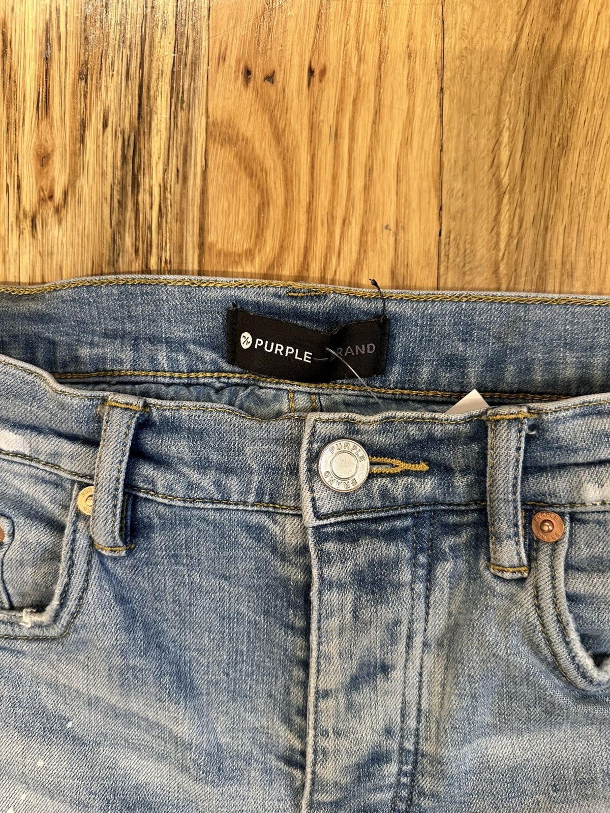 Purple Brand Purple Brand Distressed Paint Splatter Blue Denim Size 31 Size US 31 - 3 Thumbnail