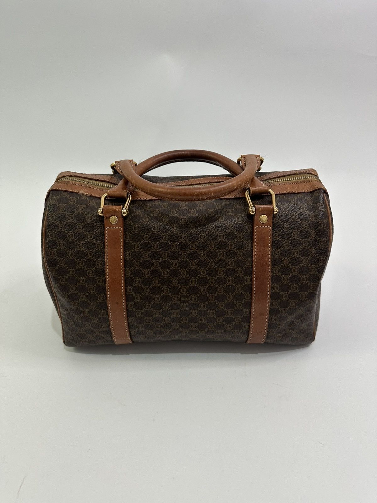 Celine × Vintage Céline Brown Macadam Coated Canvas Boston Bag Size ONE SIZE - 2 Thumbnail