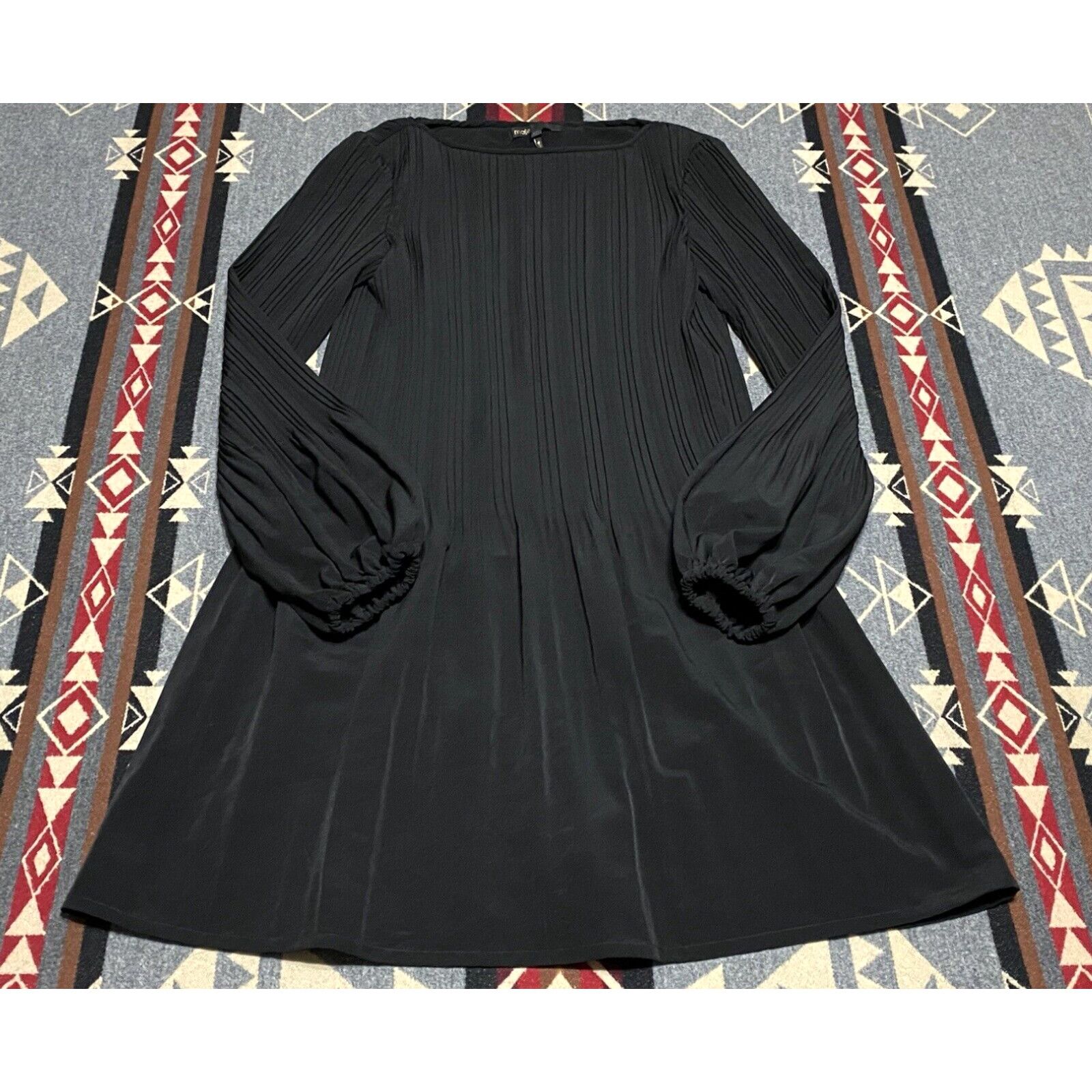 image of Maje Rockin Pleated Dress In Black Size 1 Polyester Womens Br in White