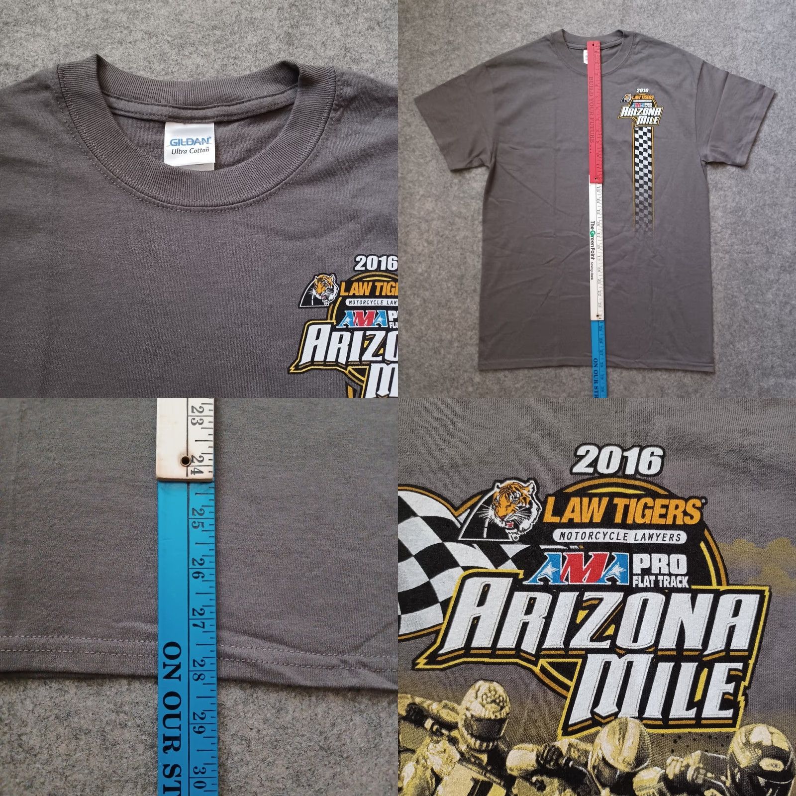 Gildan AMA Pro Flat Track T Shirt Mens M Gray Arizona Mile Law Tigers Motorcycle 2016 Size US M / EU 48-50 / 2 - 8 Thumbnail