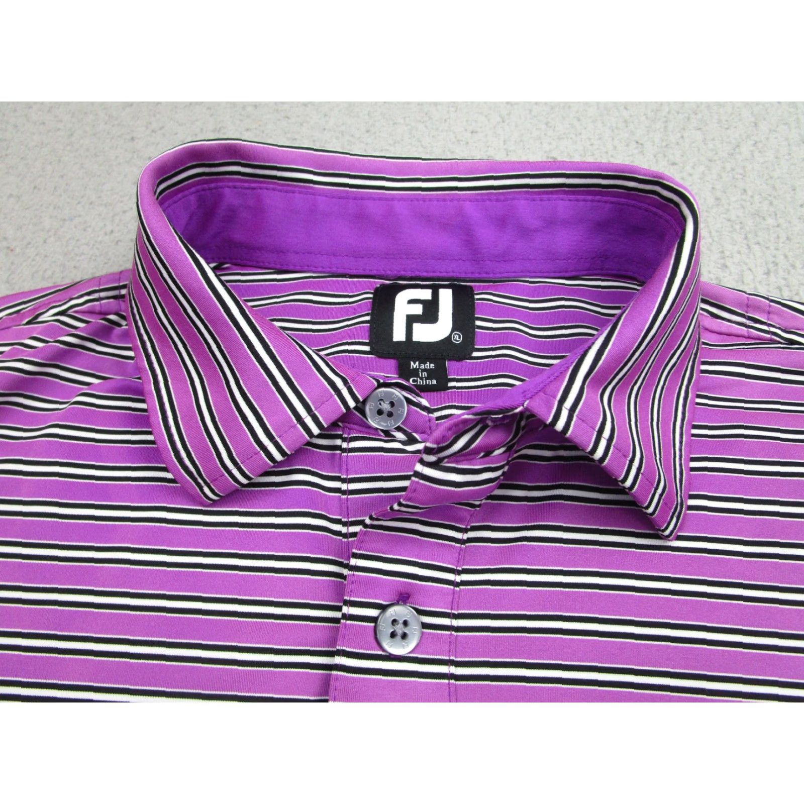 Footjoy FootJoy Polo Shirt Mens XL Purple Striped Golf Performance Tree Embroidered TCI Embroidered Performance FootJoy Green? Size US XL / EU 56 / 4 - 4 Thumbnail