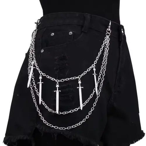 Jewelry Punk Street Sword Charm Pants Chains Size ONE SIZE - 6 Thumbnail