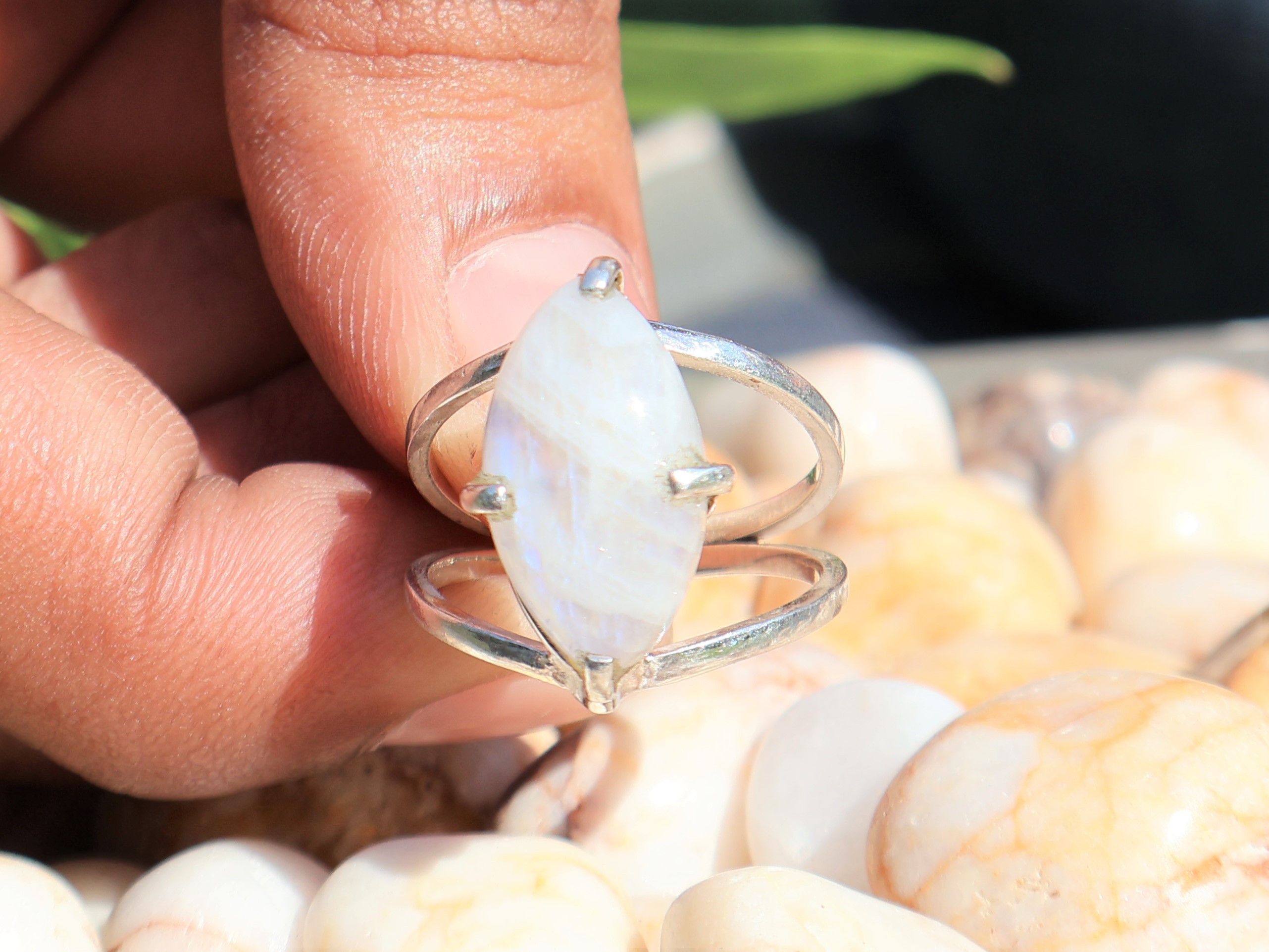 Handmade Rainbow Moonstone Ring, 925 Sterling Silver, Handmade Ring, Size ONE SIZE - 5 Thumbnail