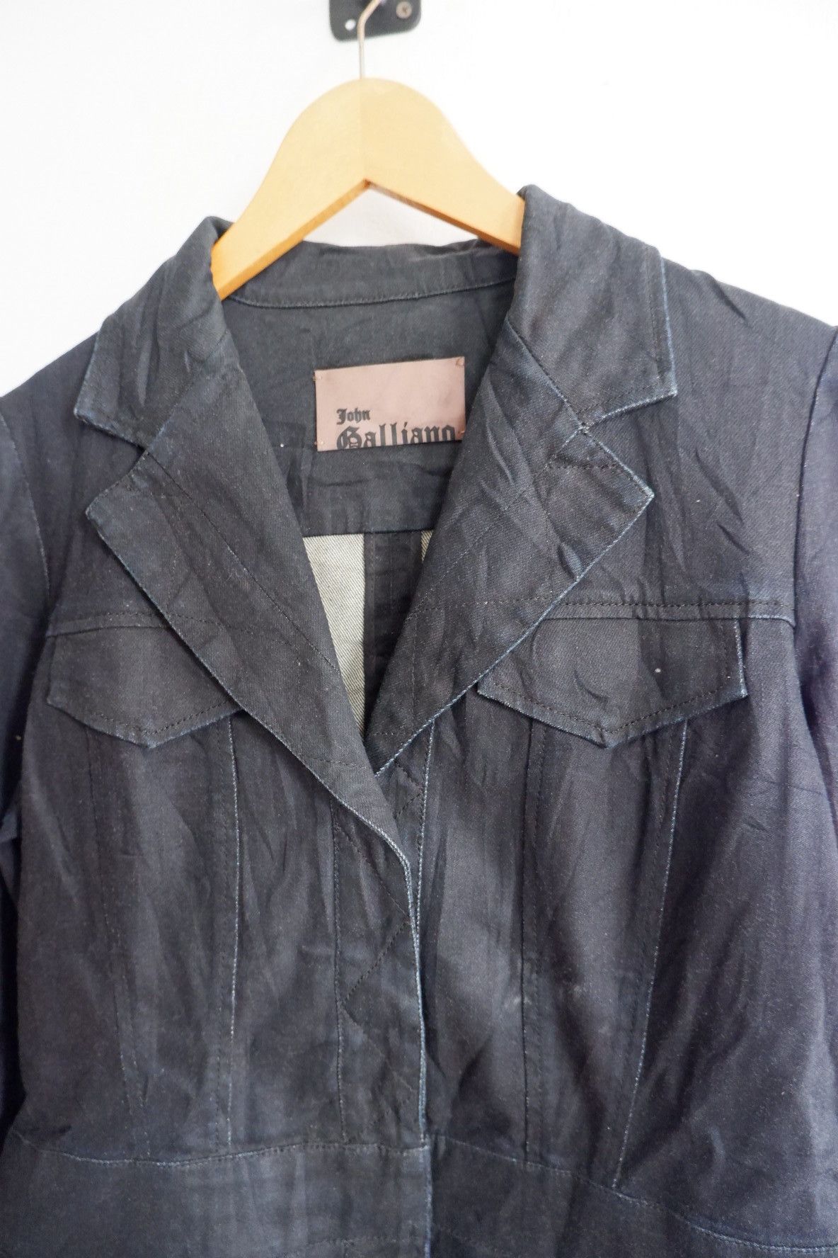 John Galliano John Galliano Black Coated Blazer Denim Jacket Size M / US 6-8 / IT 42-44 - 13 Thumbnail