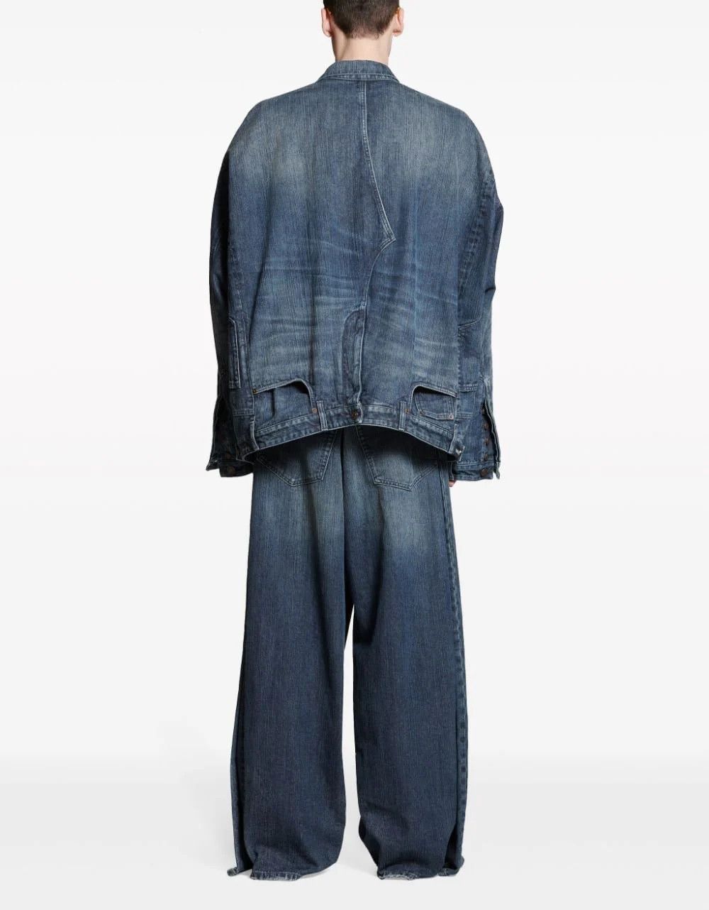 Balenciaga o1bcso1str1024 Deconstructed Jacket in Blue Size US XS / EU 42 / 0 - 4 Thumbnail