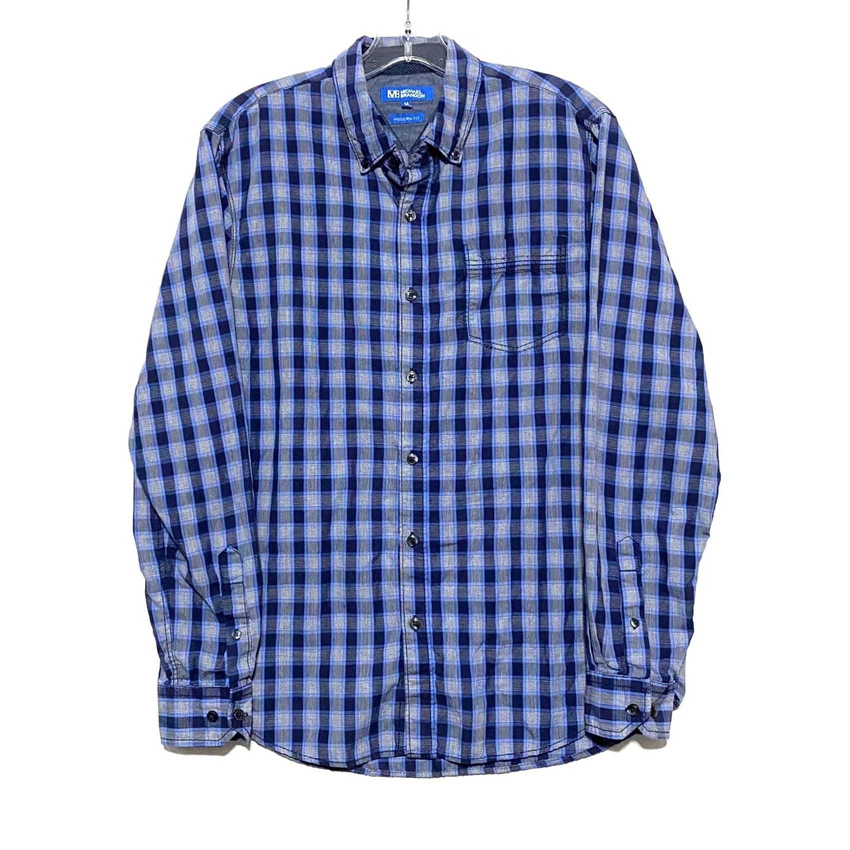 Vintage Michael Brandon Modern Fit Plaid Button Front Shirt Men M Business Casual Office Shirt Size US M / EU 48-50 / 2 - 2 Thumbnail