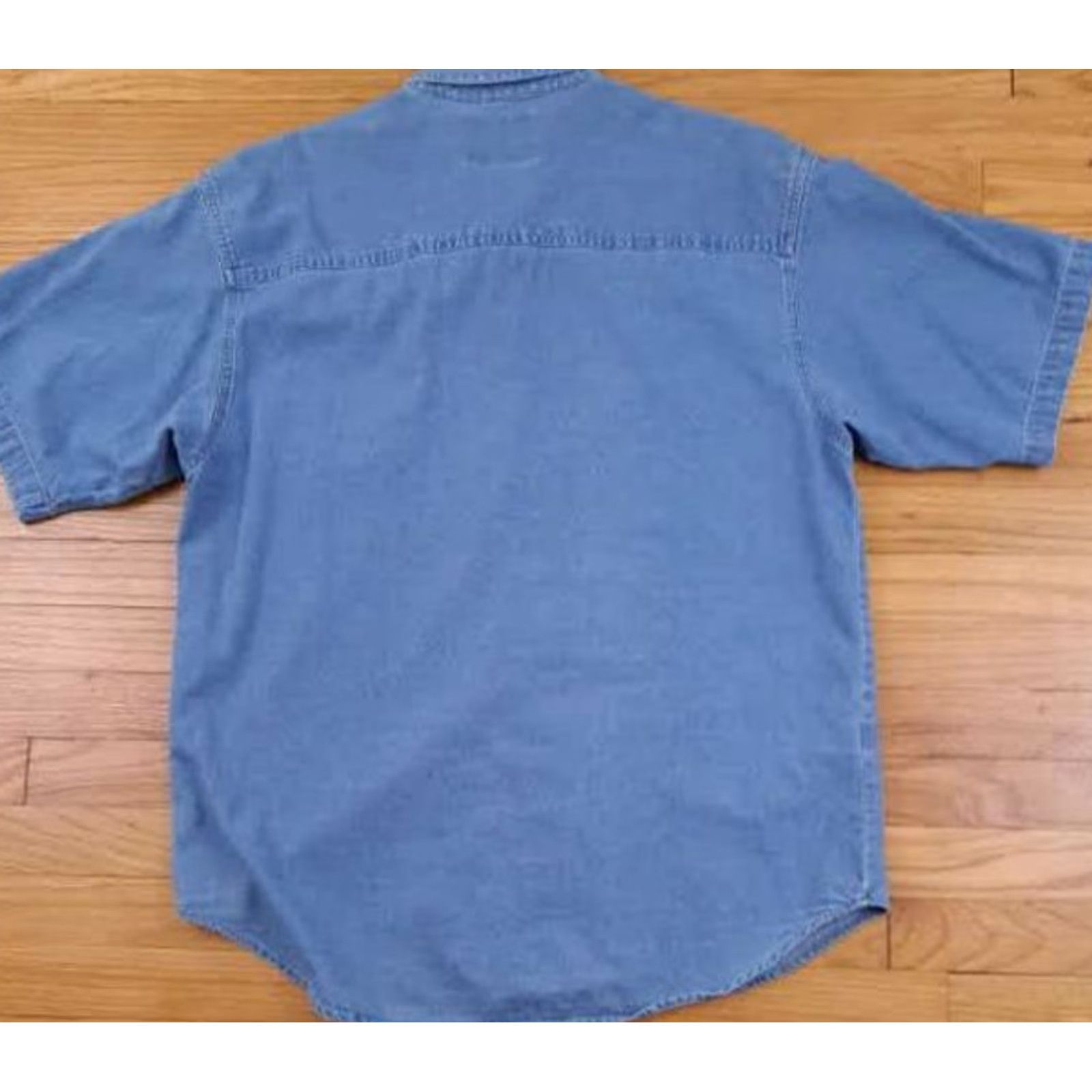 Vintage VINTAGE Bugle Boy Goldcrest Blue Jean Full Button Shirt Large Mens Denim Short Sleeve Button-Up Blue 30in Long 23in Pit to Pit Regular Size L Size US L / EU 52-54 / 3 - 4 Thumbnail