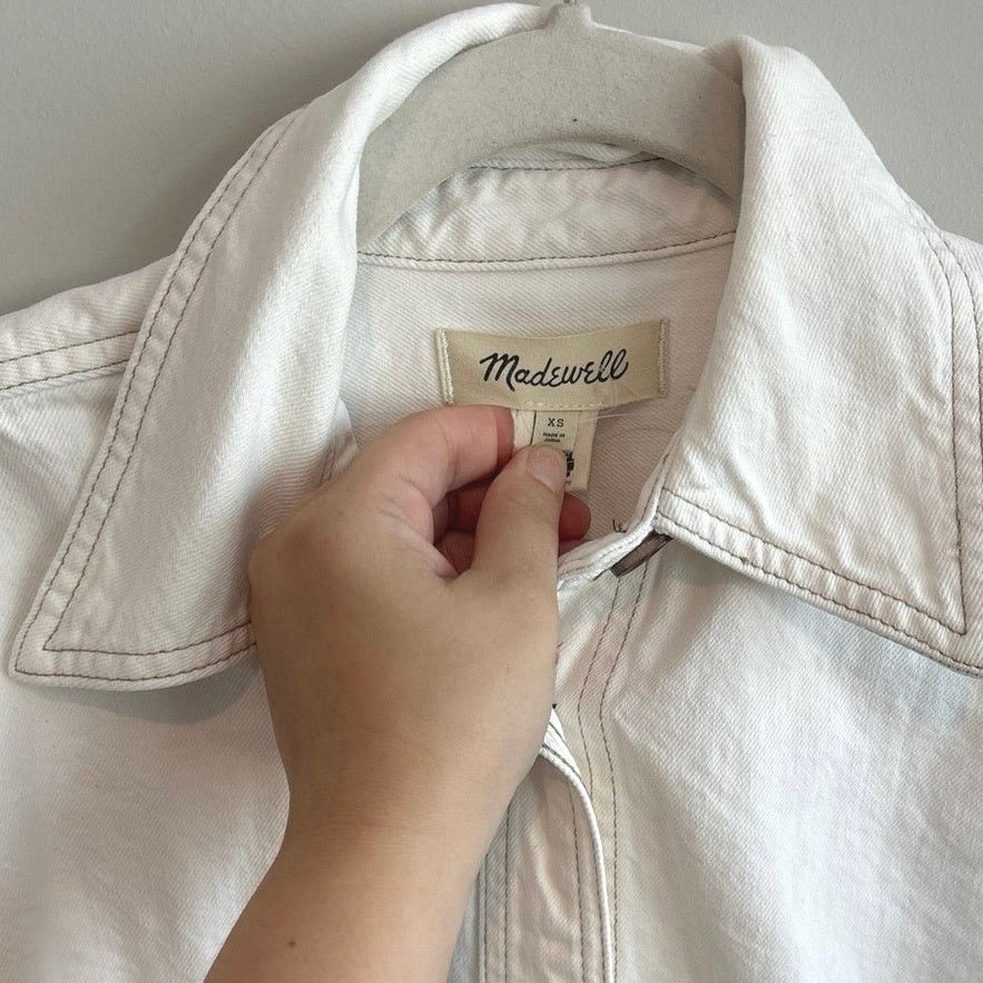 Madewell Madewell Denim Oversized Mini Shirtdress In White Size XS Size XS / US 0-2 / IT 36-38 - 5 Thumbnail