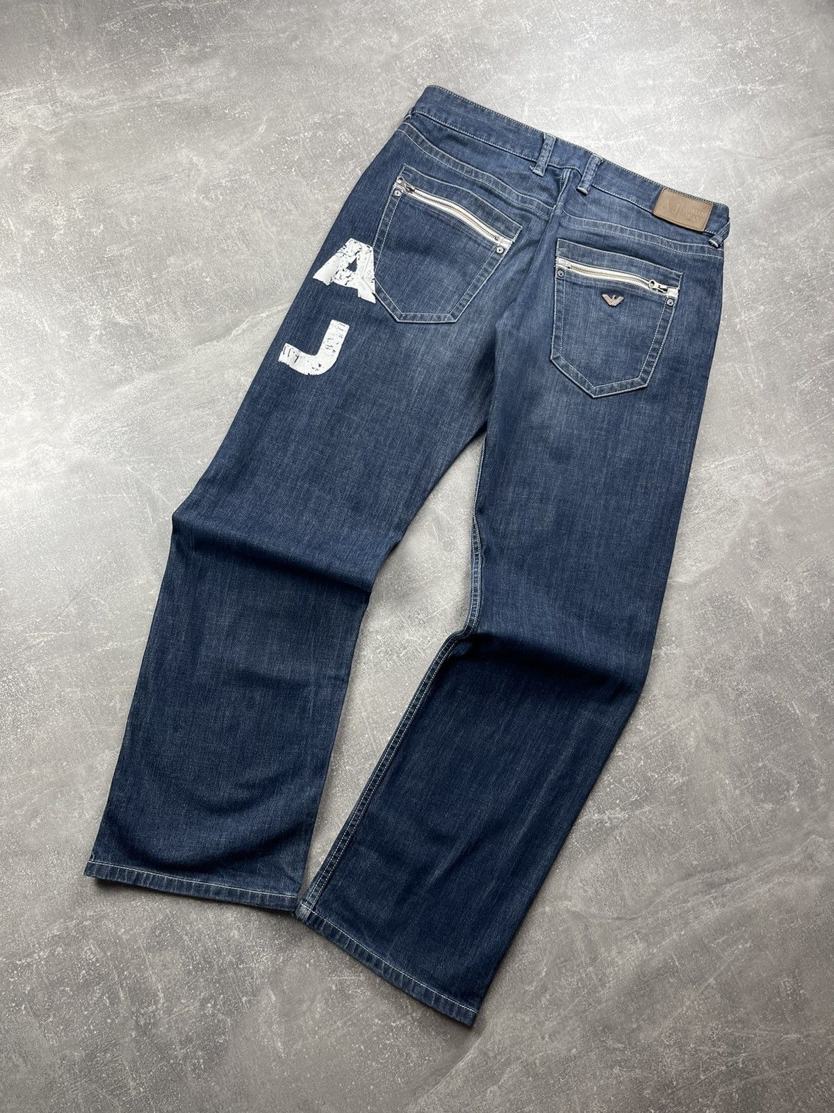 Armani Armani Jeans Vintage 00s Indigo 007 AJ Logo Denim Jeans Size US 33 - 1 Thumbnail