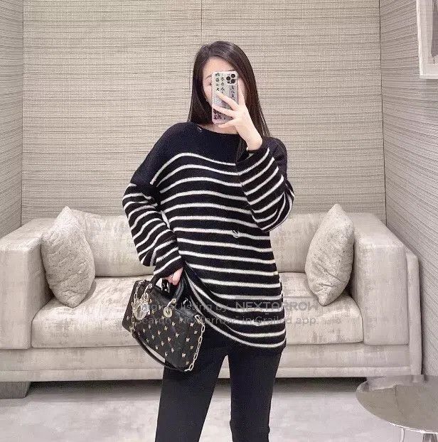 Dior Dior 24 colour-blocked hole design striped alpaca wool off Size XXS / US 00 / IT 34 - 9 Thumbnail