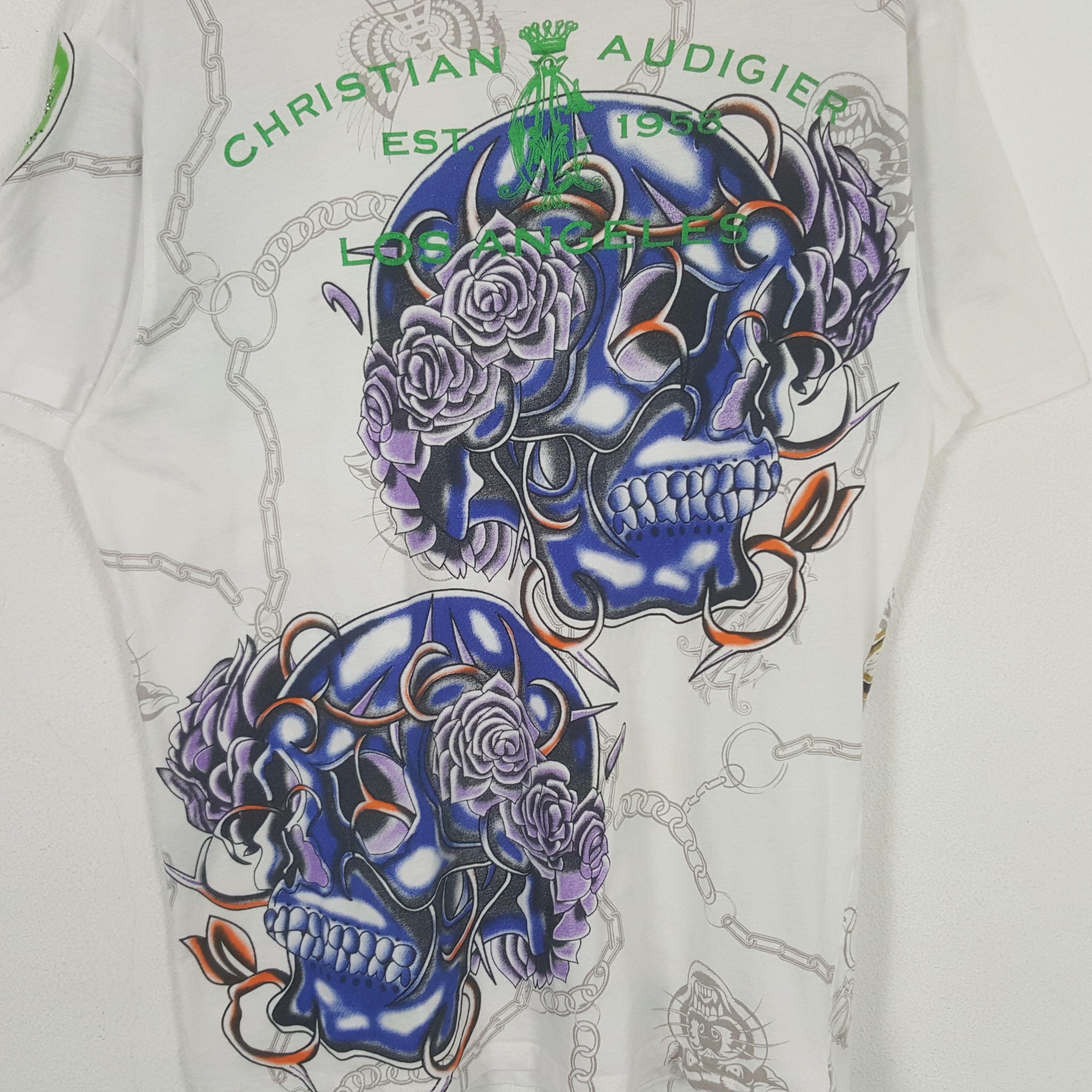 Christian Audigier Vintage Christian Audigier Los Angeles Skull Tshirt RR9 Size US L / EU 52-54 / 3 - 4 Thumbnail