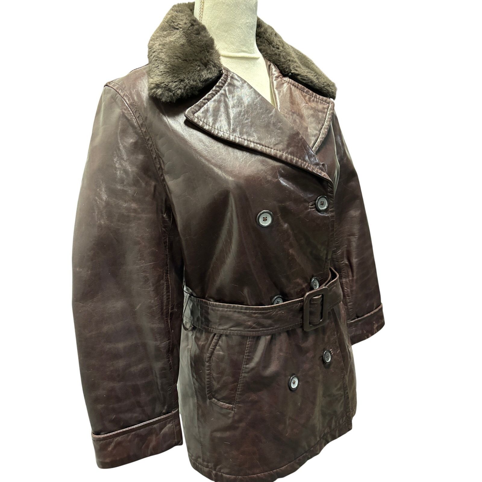 Andrew Marc Andrew Marc Brown Leather Belted Coat Size S Size S / US 4 / IT 40 - 7 Thumbnail