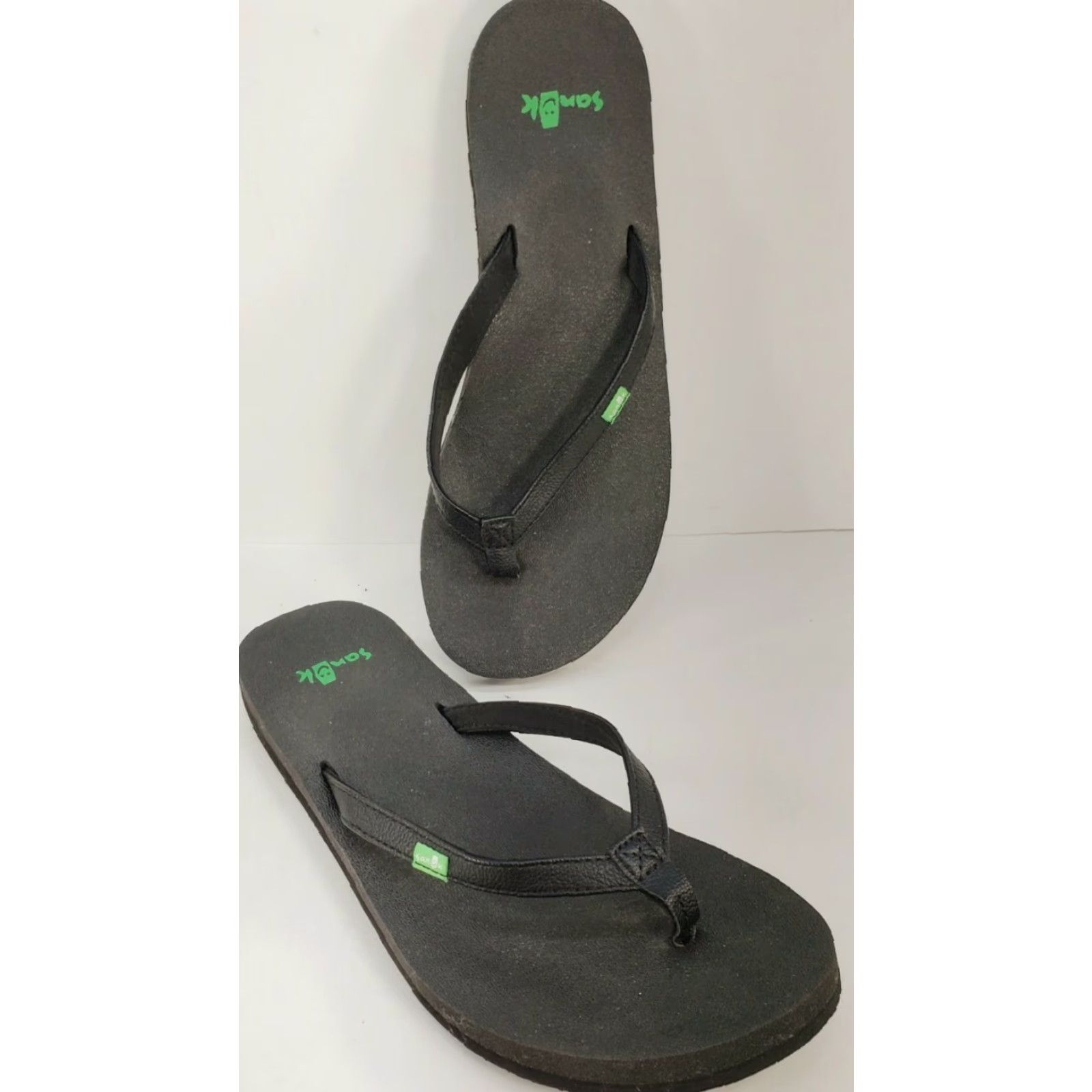 Sanuk Sanuk Yoga Joy Women's 7 Flip Flop Toe Post Sandals Black Deep Teal SWS10275 Size US 7 / IT 37 - 2 Thumbnail
