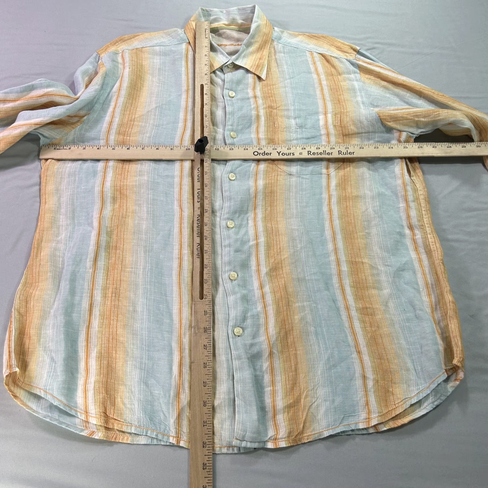 Tommy Bahama Tommy Bahama Shirt Mens XL Orange Striped Linen Button Up Casual Beach Preppy Size US XL / EU 56 / 4 - 4 Thumbnail