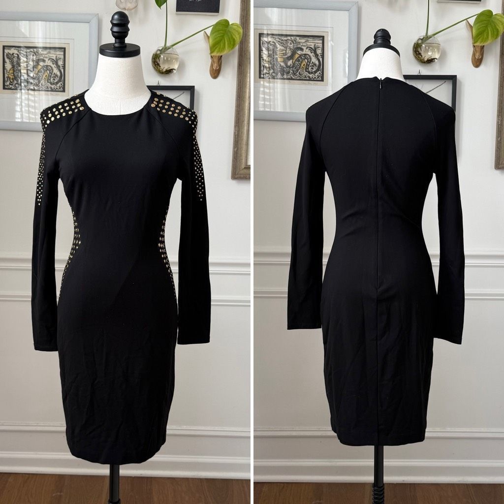 Other Cache Gold Stud Sheath Dress Long Sleeve LBD Dress 6 Size M / US 6-8 / IT 42-44 - 1 Thumbnail