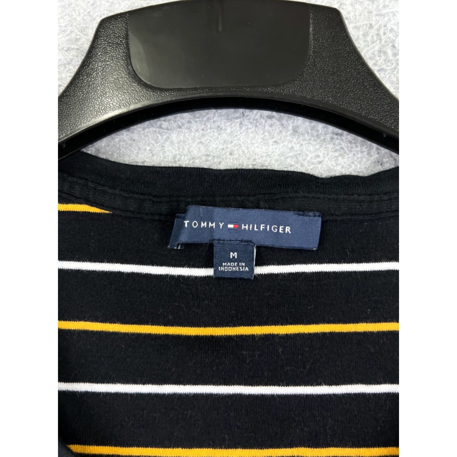 Tommy Hilfiger VINTAGE Tommy Hilfiger Shirt Juniors M Black Yellow White Stripe Scoop Neck Cotton Size M / US 6-8 / IT 42-44 - 7 Thumbnail